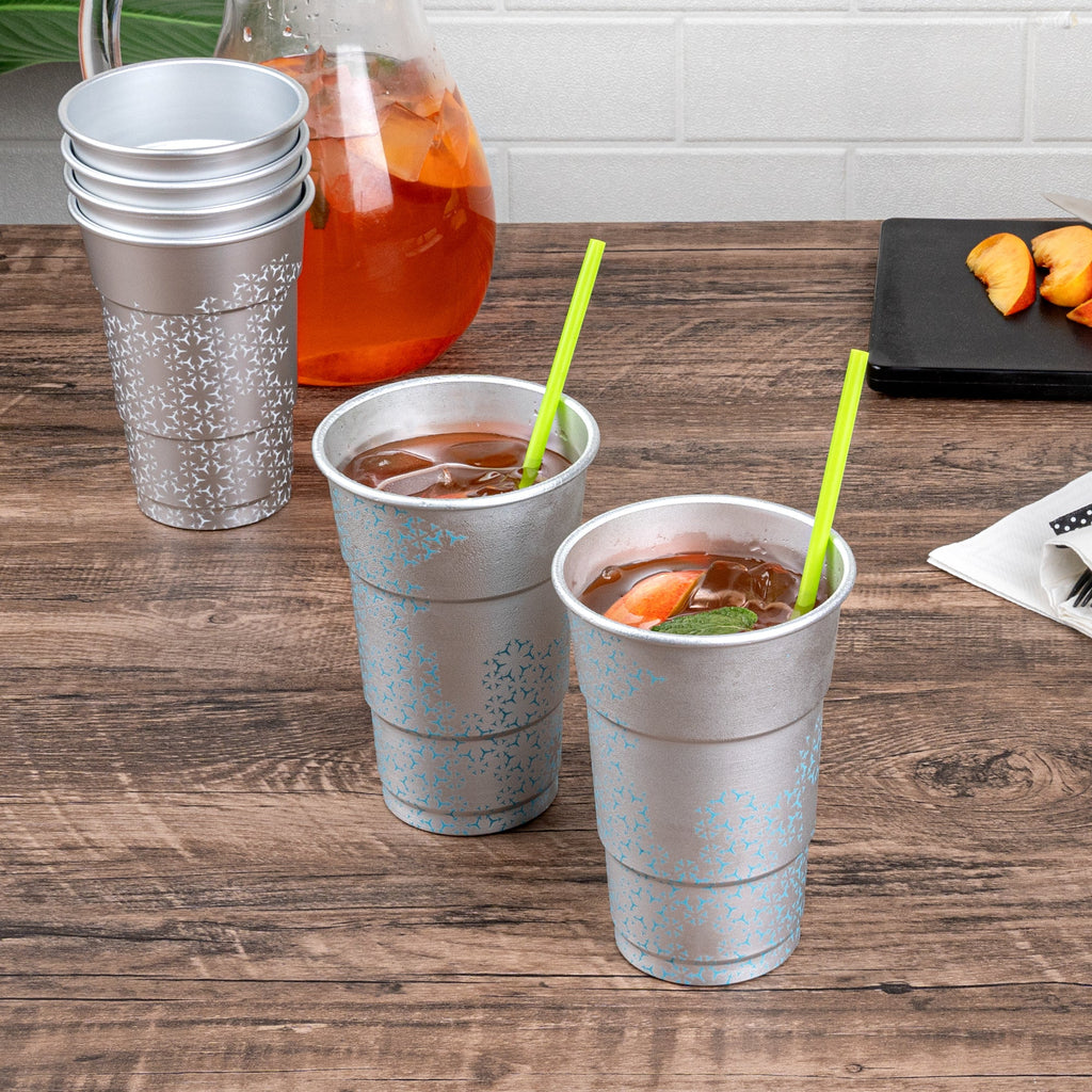 Saving Nature 20 oz Aluminum Color Changing Drinking Cup - 3 1/2'' x 3 1/2'' x 5 1/2'' - 48 count box