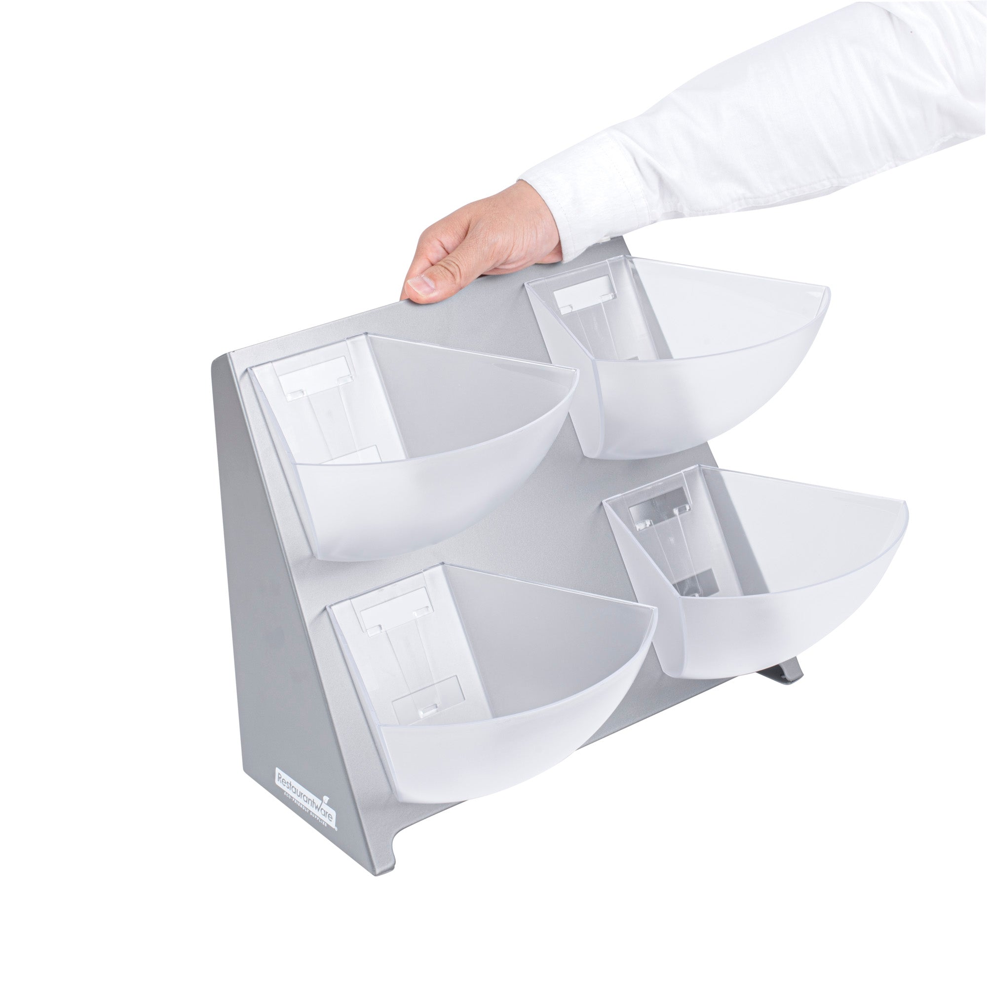 Met Lux Steel Condiment Holder - 4 Clear Bins - 15 1/2" x 10" x 10 1/2" - 1 count box