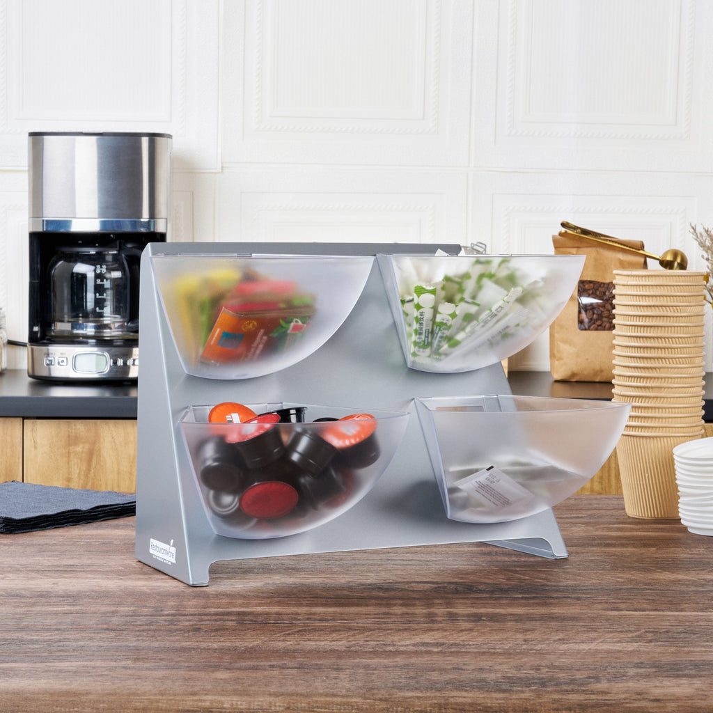 Met Lux Steel Condiment Holder - 4 Clear Bins - 15 1/2" x 10" x 10 1/2" - 1 count box