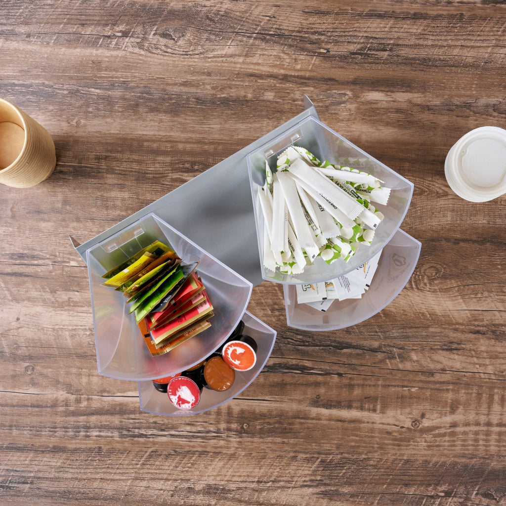 Met Lux Steel Condiment Holder - 4 Clear Bins - 15 1/2" x 10" x 10 1/2" - 1 count box