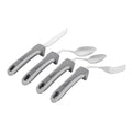 Adapt Tek Gray Stainless Steel 4-Piece Adaptive Offset Utensil Set - Left Hand, Lightweight, Non-Slip - 1 count box