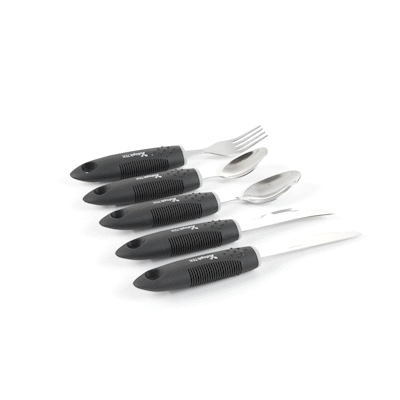 Adapt Tek Black Stainless Steel 5-Piece Adaptive Utensil Set - Lightweight, Non-Slip - 1 count box
