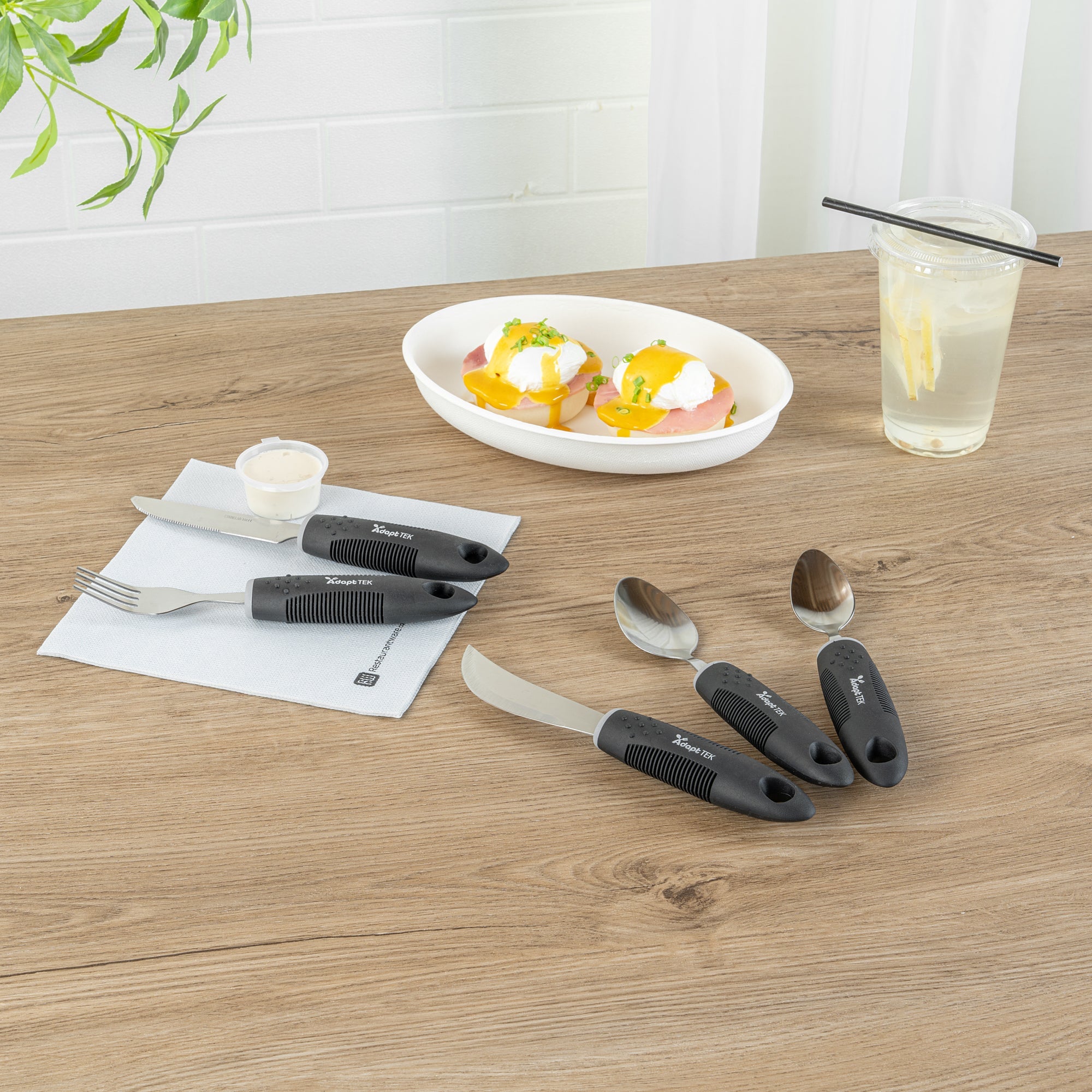 Adapt Tek Black Stainless Steel 5-Piece Adaptive Utensil Set - Lightweight, Non-Slip - 1 count box