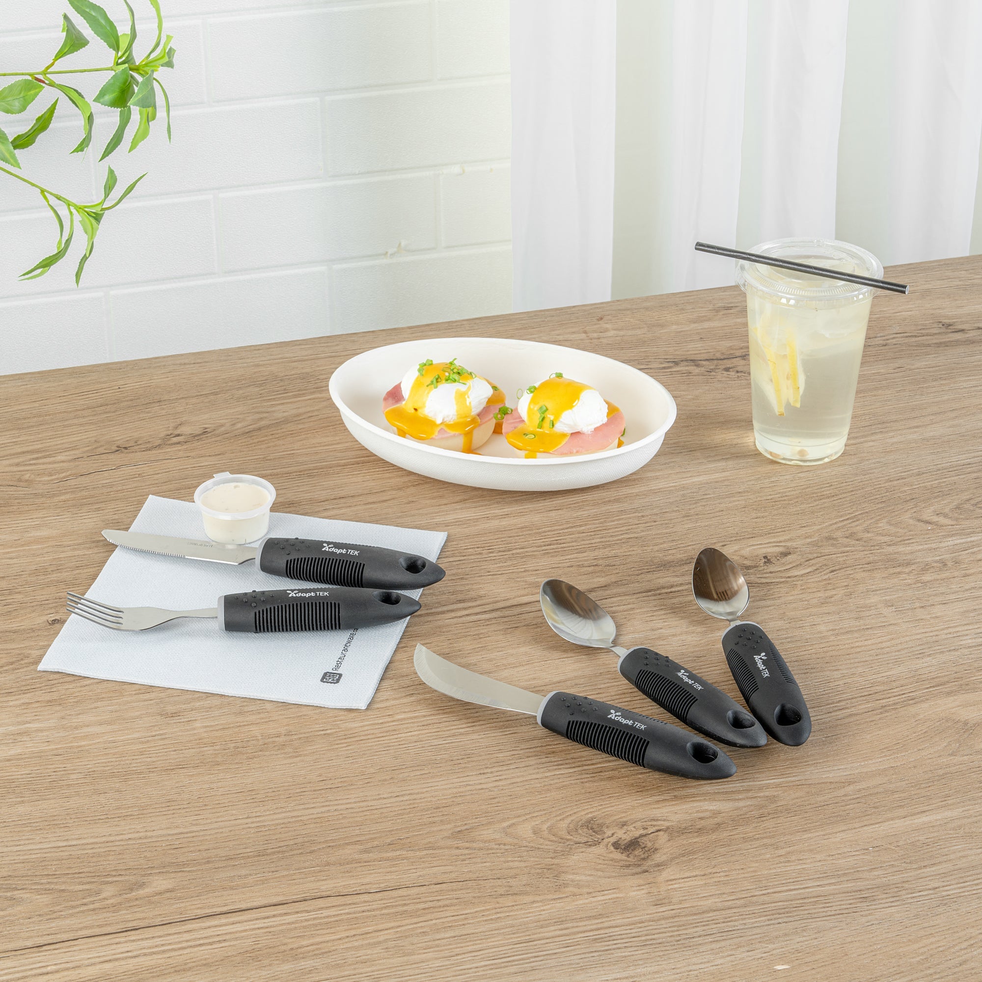 Adapt Tek Black Stainless Steel 5-Piece Adaptive Utensil Set - Lightweight, Non-Slip - 1 count box