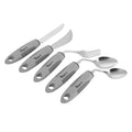 Adapt Tek Gray Stainless Steel 5-Piece Adaptive Offset Utensil Set - Left Hand, Lightweight, Non-Slip - 1 count box