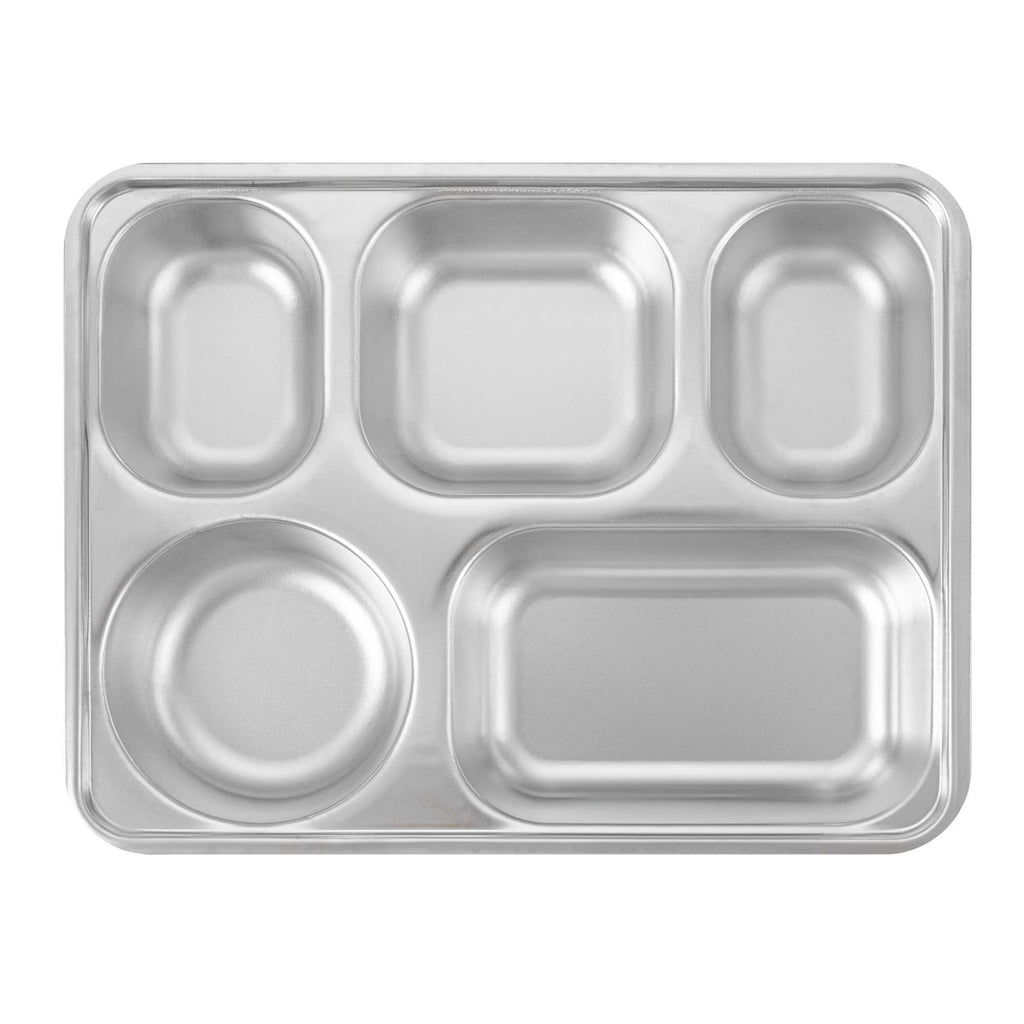 Met Lux Ambidextrous Rectangle Stainless Steel Tray - 5 Compartments - 11" x 8 3/4" x 1 3/4" - 2 count box