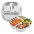 Met Lux Ambidextrous Square Stainless Steel Tray - 3 Compartments - 7 3/4" x 7 3/4" x 1 3/4" - 2 count box