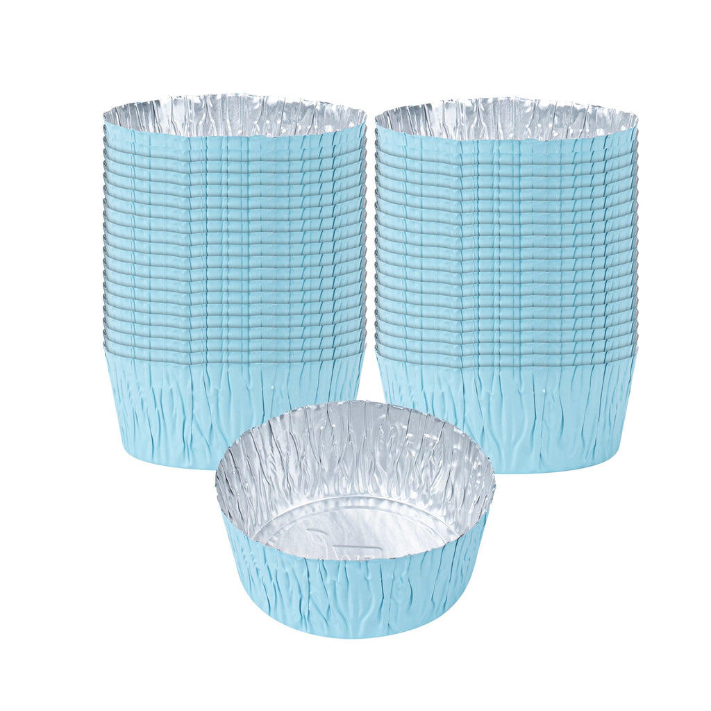 Pastry Tek 3 oz Round Blue Foil Ramekin Cup - 3/4" x 3/4" x 1/2" - 200 count box