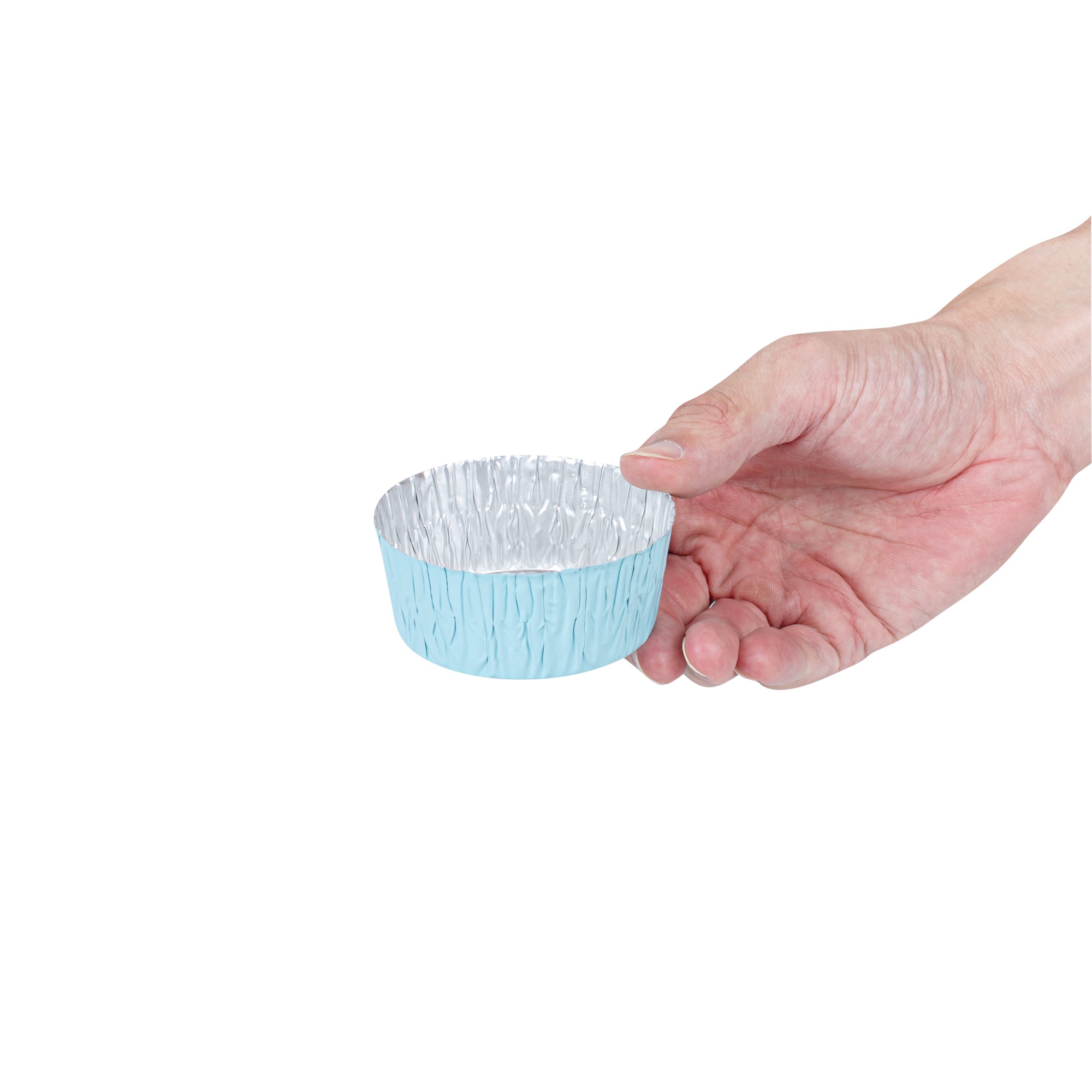 Pastry Tek 3 oz Round Blue Foil Ramekin Cup - 3/4" x 3/4" x 1/2" - 200 count box