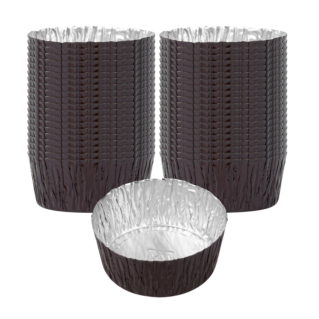 Pastry Tek 3 oz Round Brown Foil Ramekin Cup - 3/4" x 3/4" x 1/2" - 200 count box
