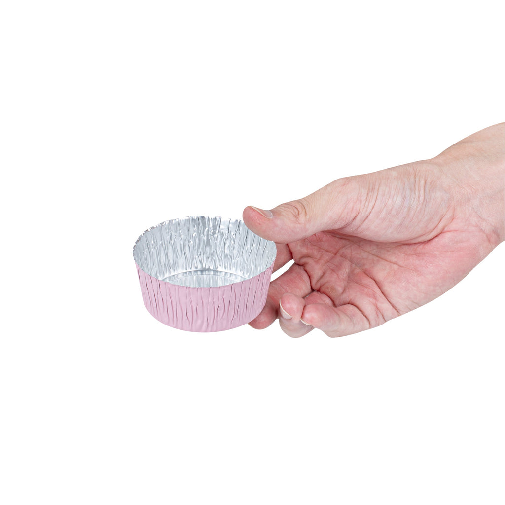 Pastry Tek 3 oz Round Pink Foil Ramekin Cup - 3/4" x 3/4" x 1/2" - 200 count box