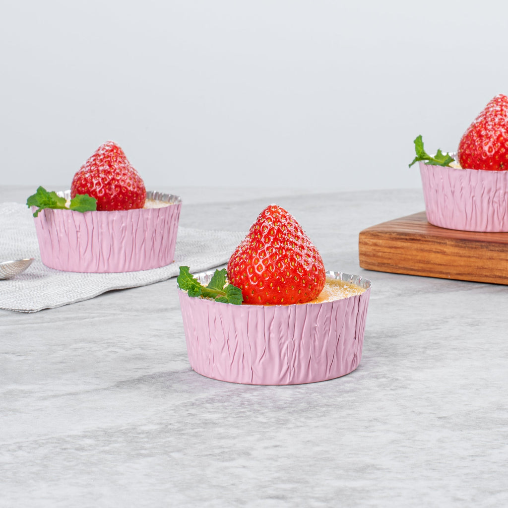 Pastry Tek 3 oz Round Pink Foil Ramekin Cup - 3/4" x 3/4" x 1/2" - 200 count box