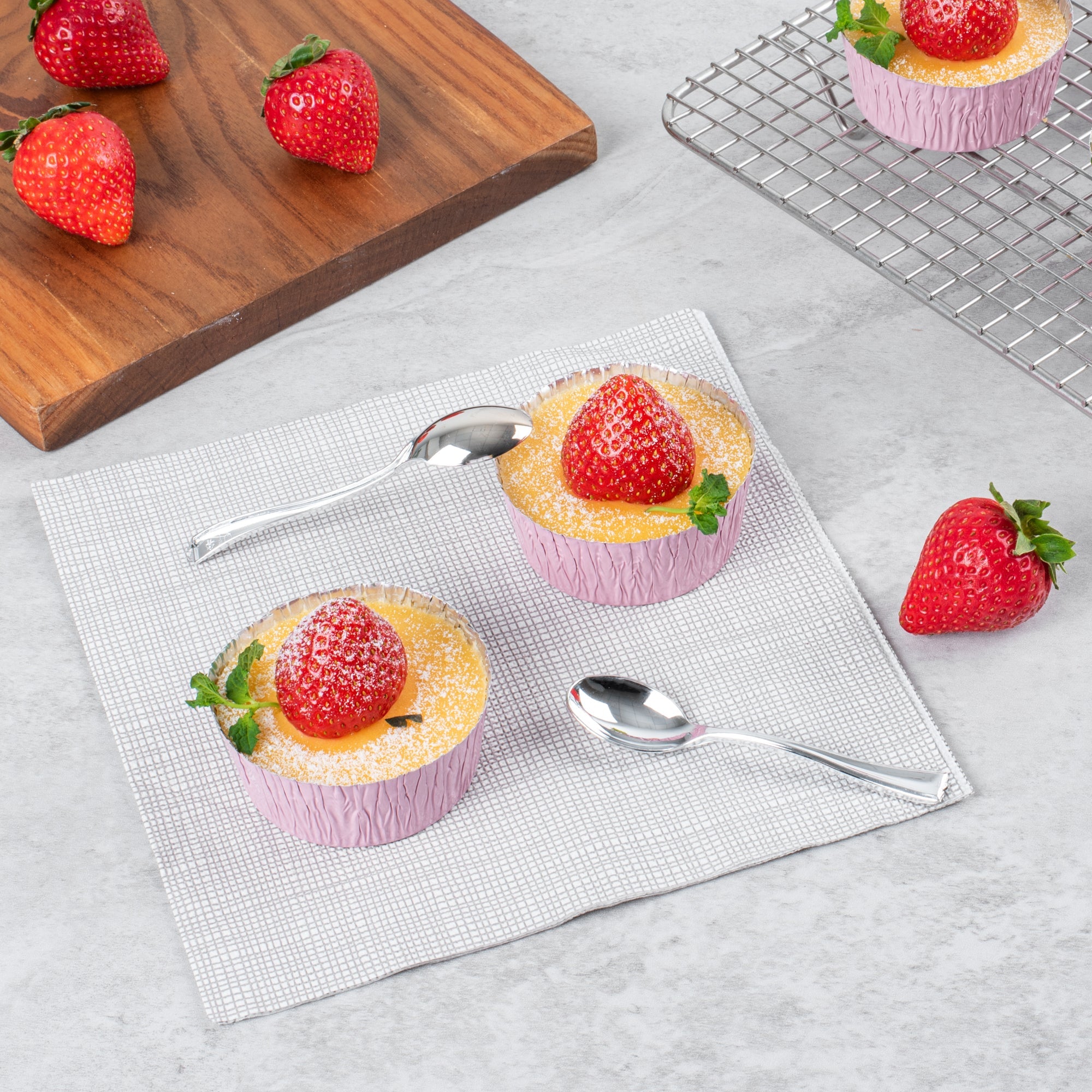 Pastry Tek 3 oz Round Pink Foil Ramekin Cup - 3/4" x 3/4" x 1/2" - 200 count box