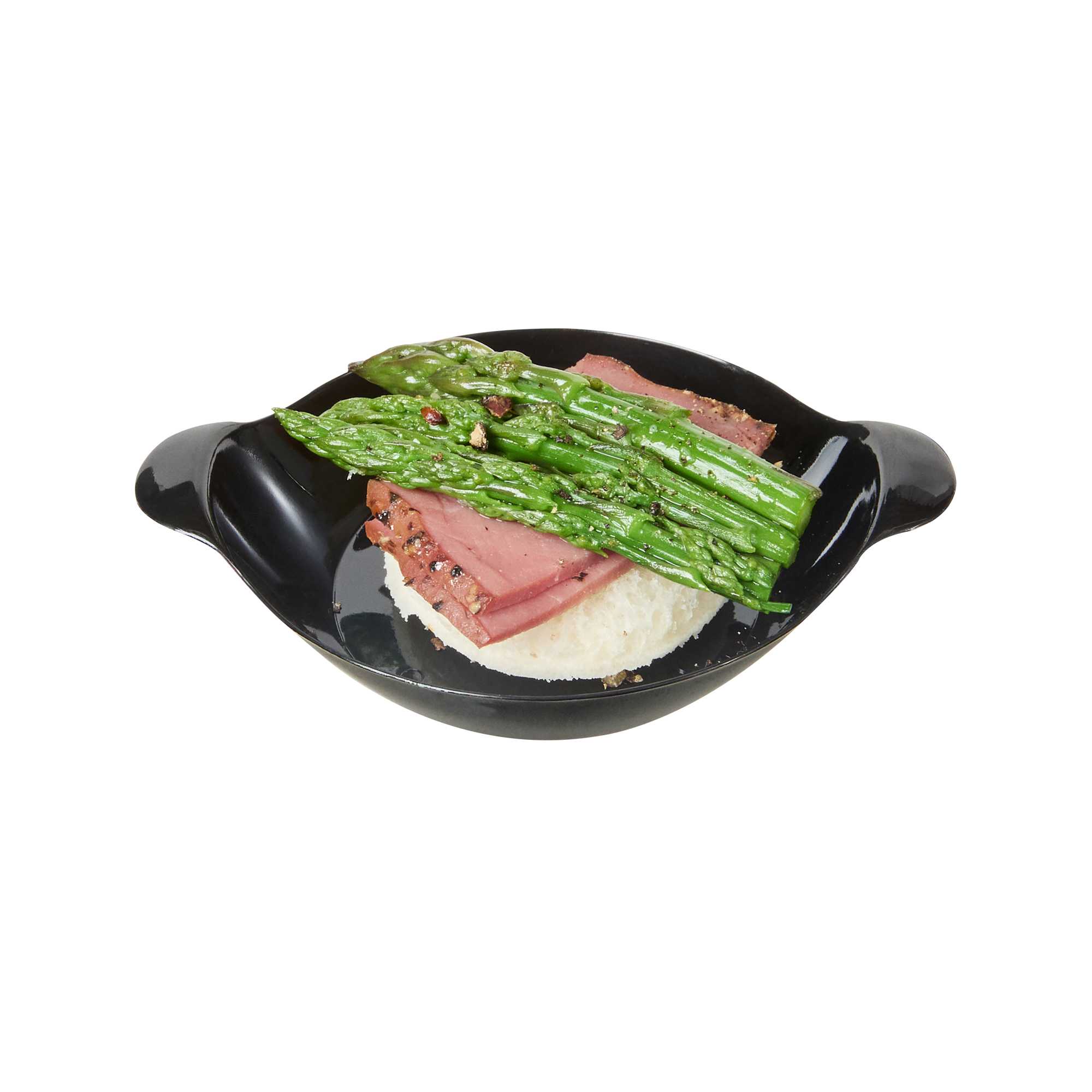 Mini Serve Oval Black Plastic Mini Handled Plate - 3 3/4" x 2 1/2" - 100 count box