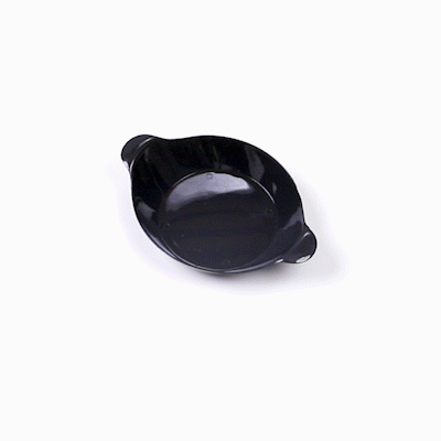 Mini Serve Oval Black Plastic Mini Handled Plate - 3 3/4" x 2 1/2" - 100 count box