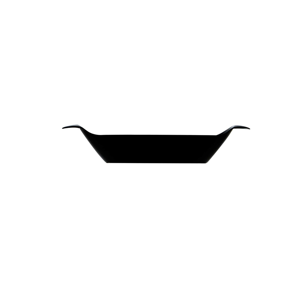 Mini Serve Oval Black Plastic Mini Handled Plate - 3 3/4" x 2 1/2" - 100 count box
