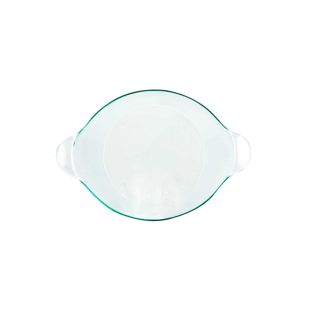 Mini Serve Oval Seagreen Plastic Mini Handled Plate - 3 3/4" x 2 1/2" - 100 count box