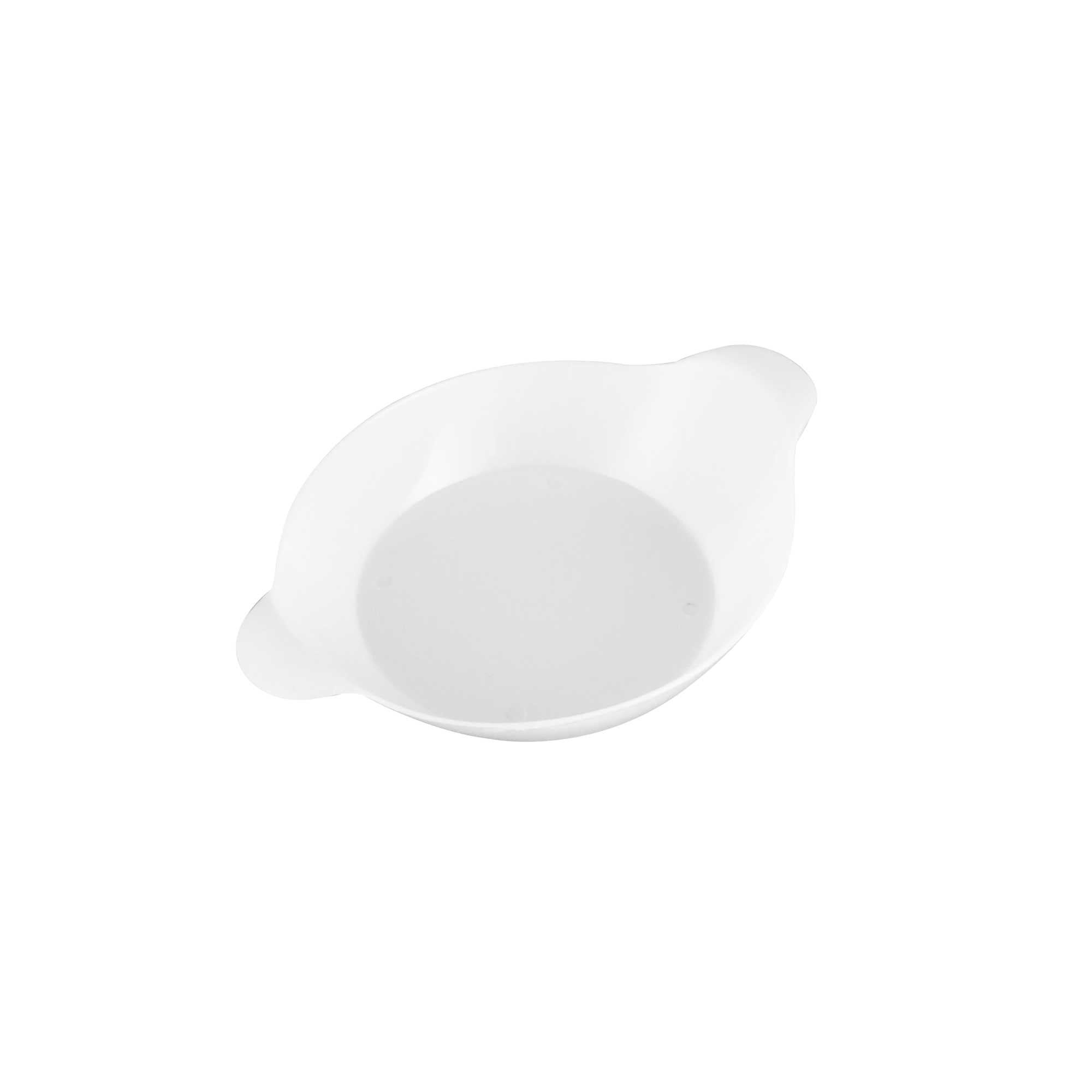 Mini Serve Oval White Plastic Mini Handled Plate - 3 3/4" x 2 1/2" - 100 count box