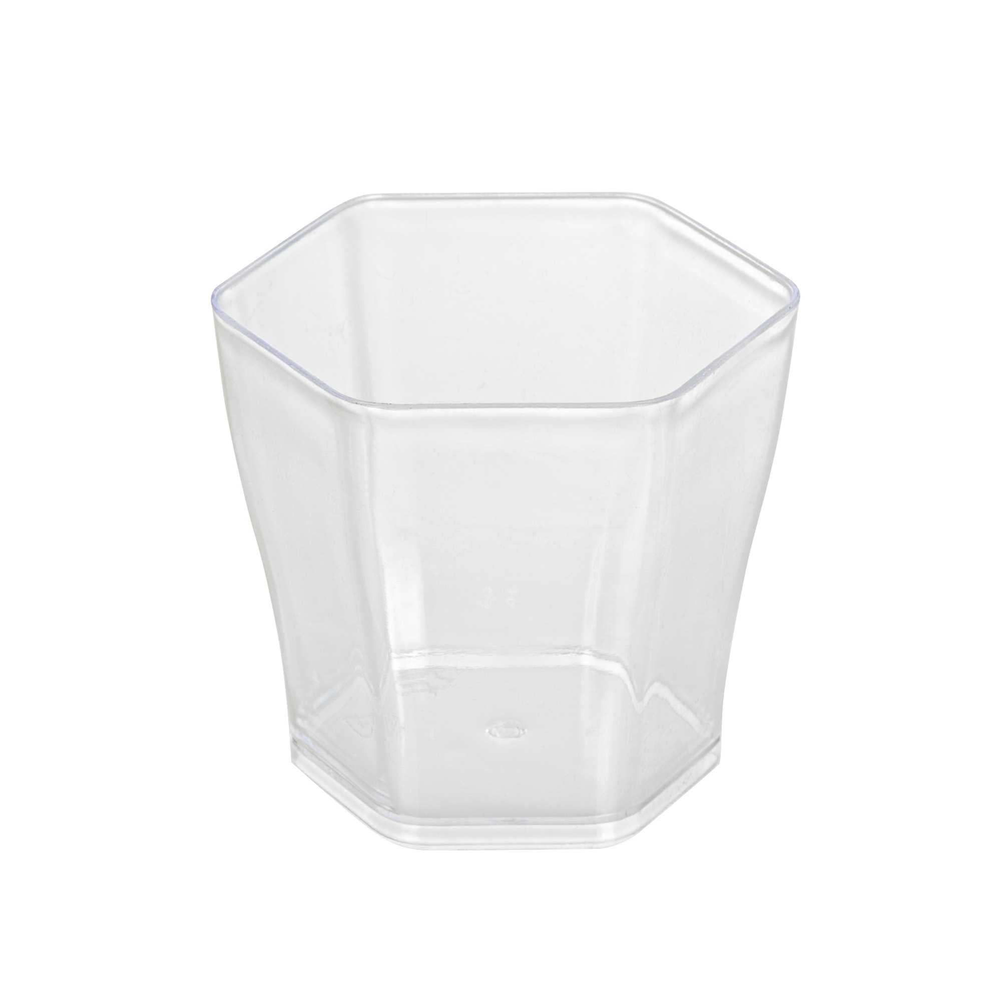 Mini Serve 2 oz Hexagon Clear Plastic Glass - 1 3/4" x 1 3/4" x 1 3/4" - 100 count box