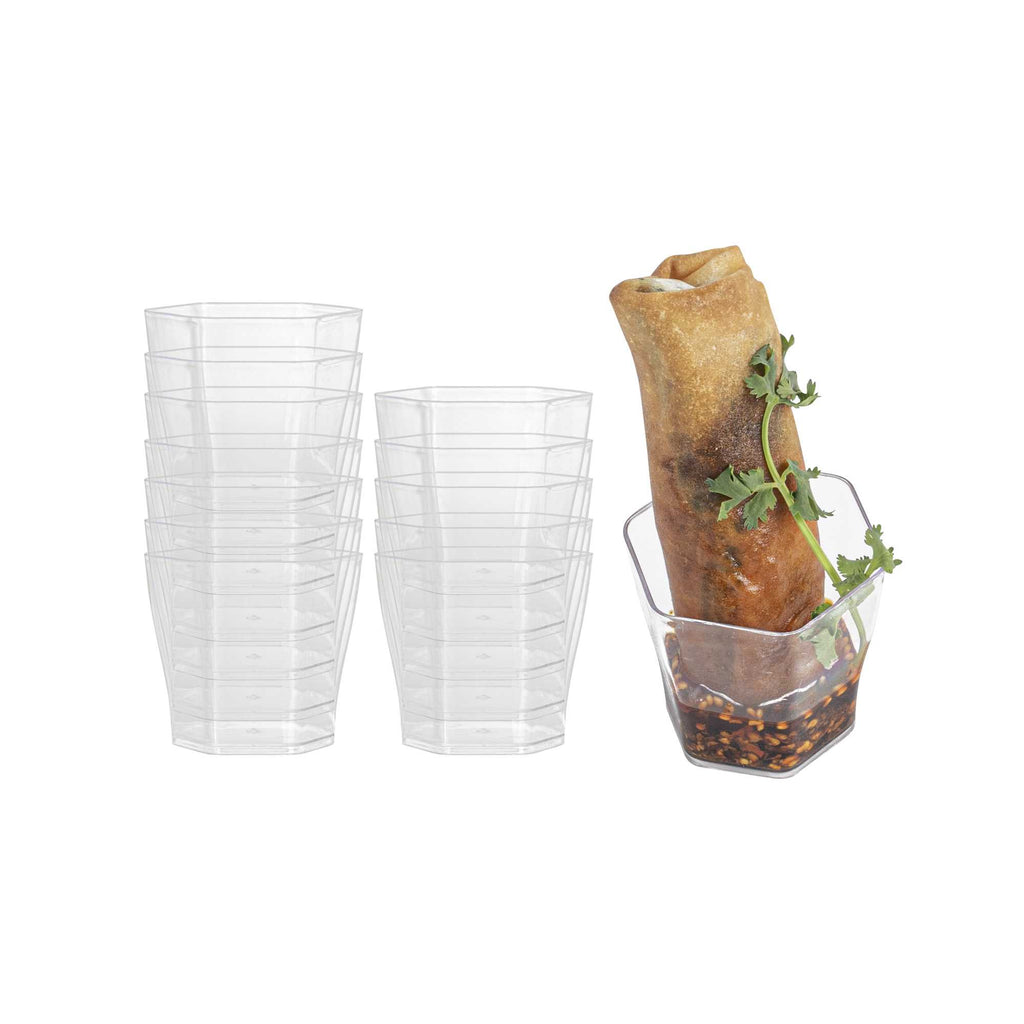 Mini Serve 2 oz Hexagon Clear Plastic Glass - 1 3/4" x 1 3/4" x 1 3/4" - 100 count box