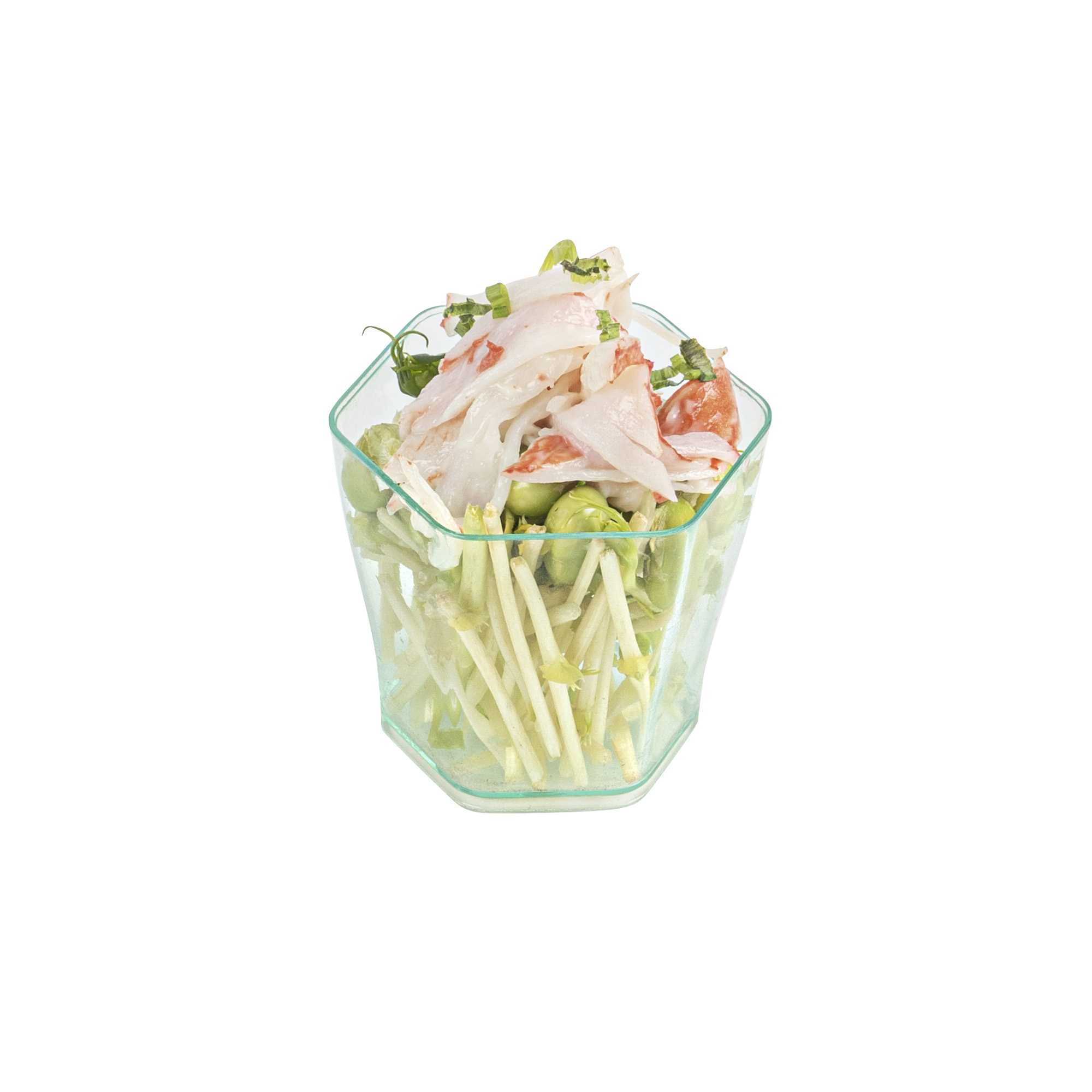 Mini Serve 2 oz Hexagon Seagreen Plastic Glass - 1 3/4" x 1 3/4" x 1 3/4" - 100 count box