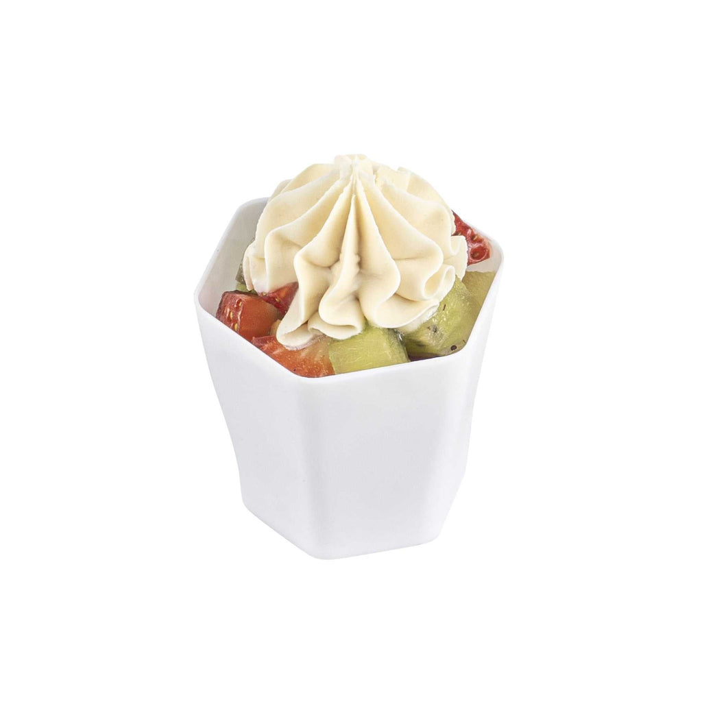 Mini Serve 2 oz Hexagon White Plastic Glass - 1 3/4" x 1 3/4" x 1 3/4" - 100 count box