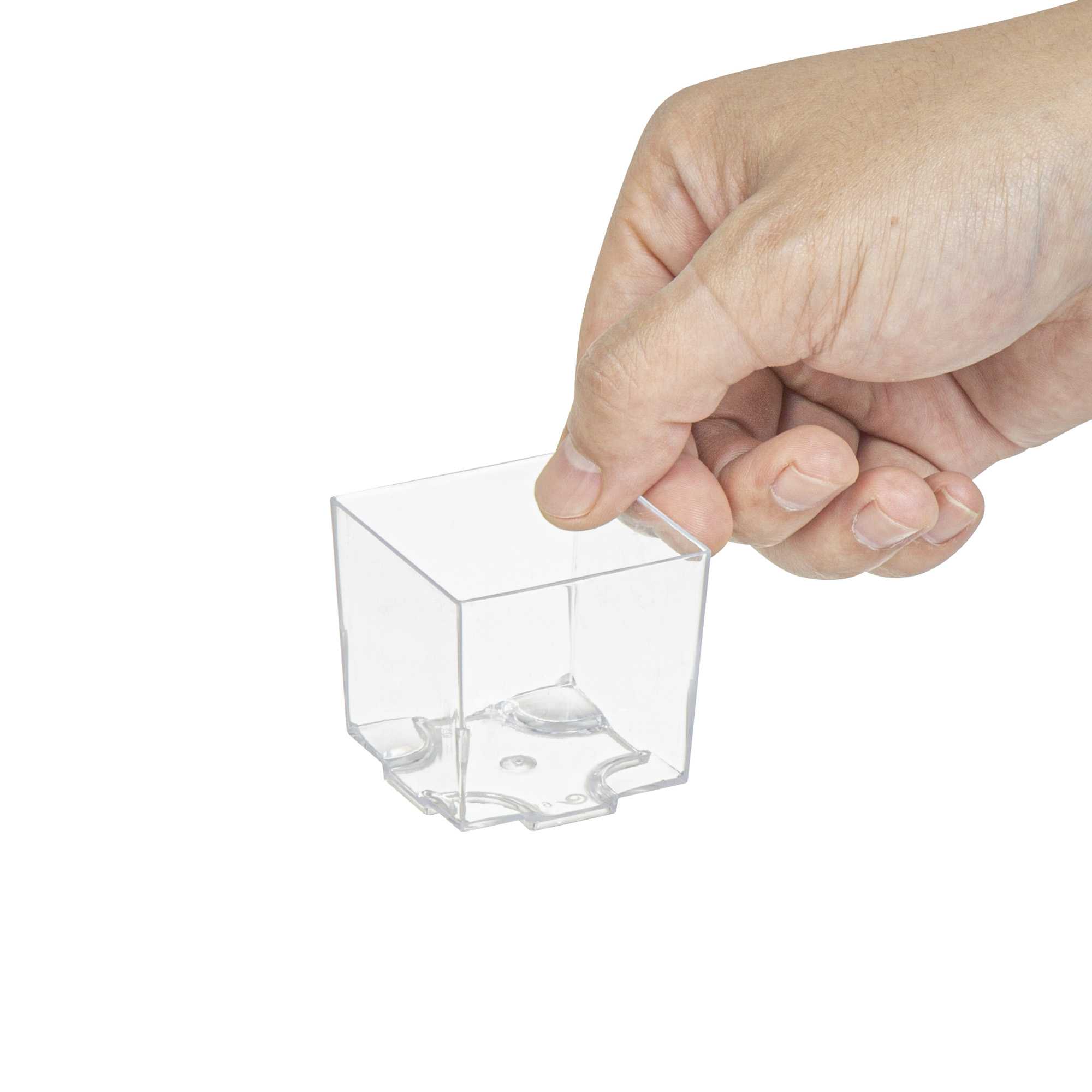 Mini Serve 2 oz Square Clear Plastic Quadrato Cup - 1 3/4" x 1 3/4" x 1 1/2" - 100 count box