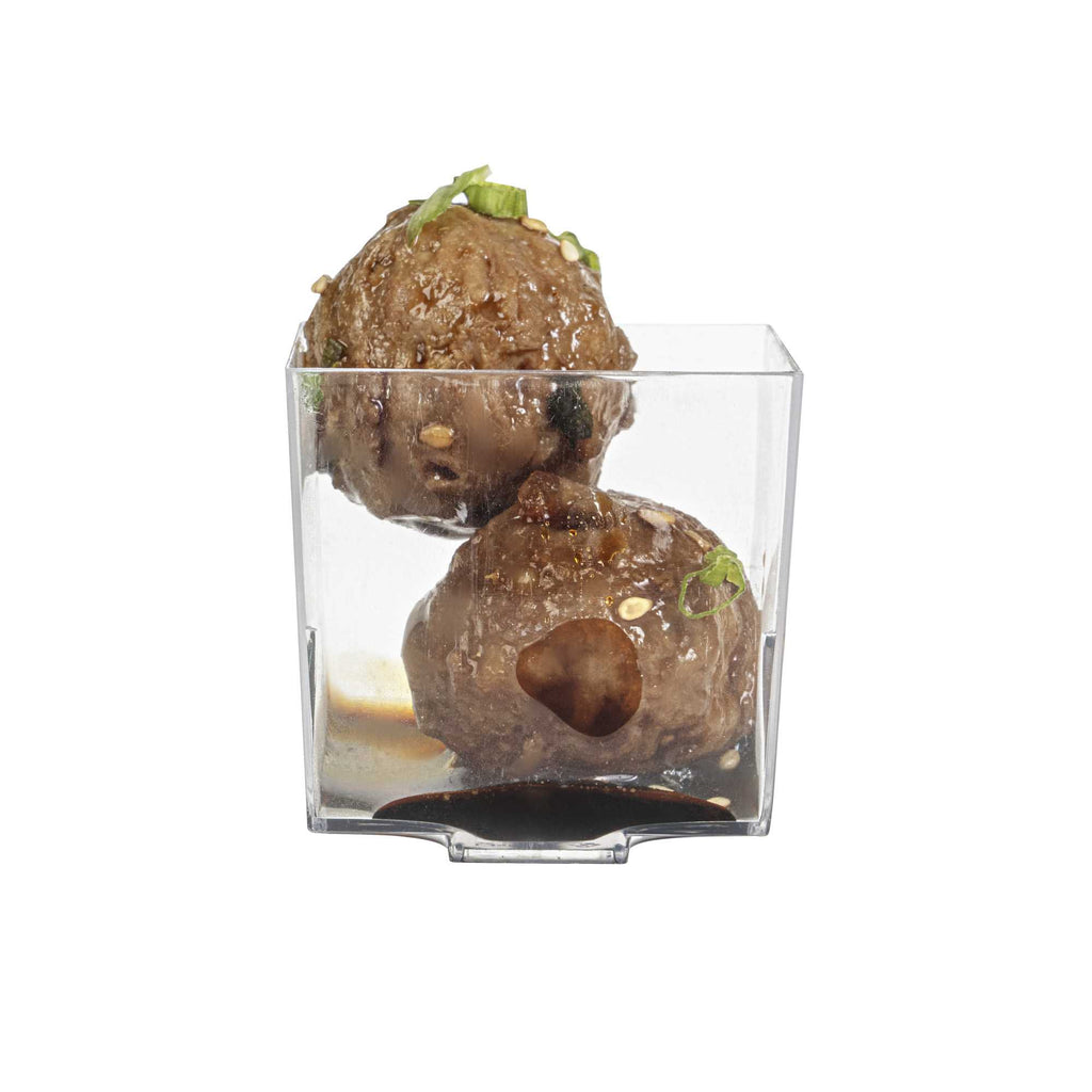 Mini Serve 2 oz Square Clear Plastic Quadrato Cup - 1 3/4" x 1 3/4" x 1 1/2" - 100 count box