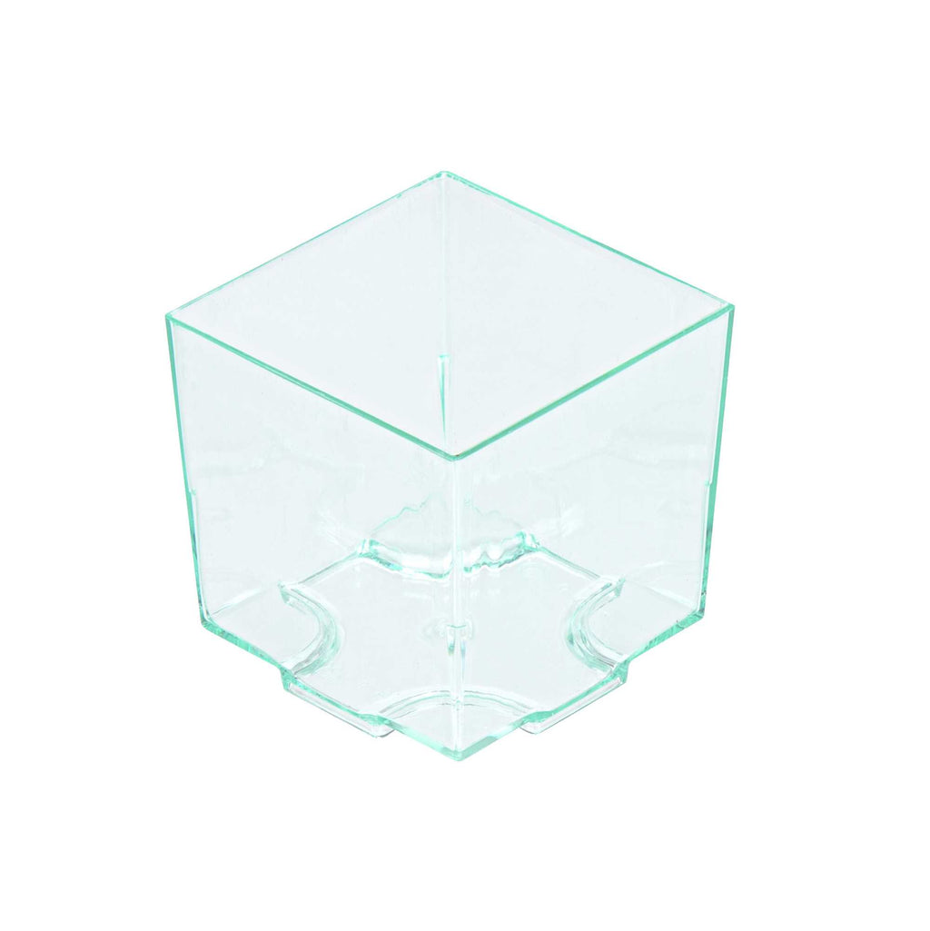 Mini Serve 3 oz Square Seagreen Plastic Quadrato Cup - 1 3/4" x 1 1/2" x 1 3/4" - 100 count box