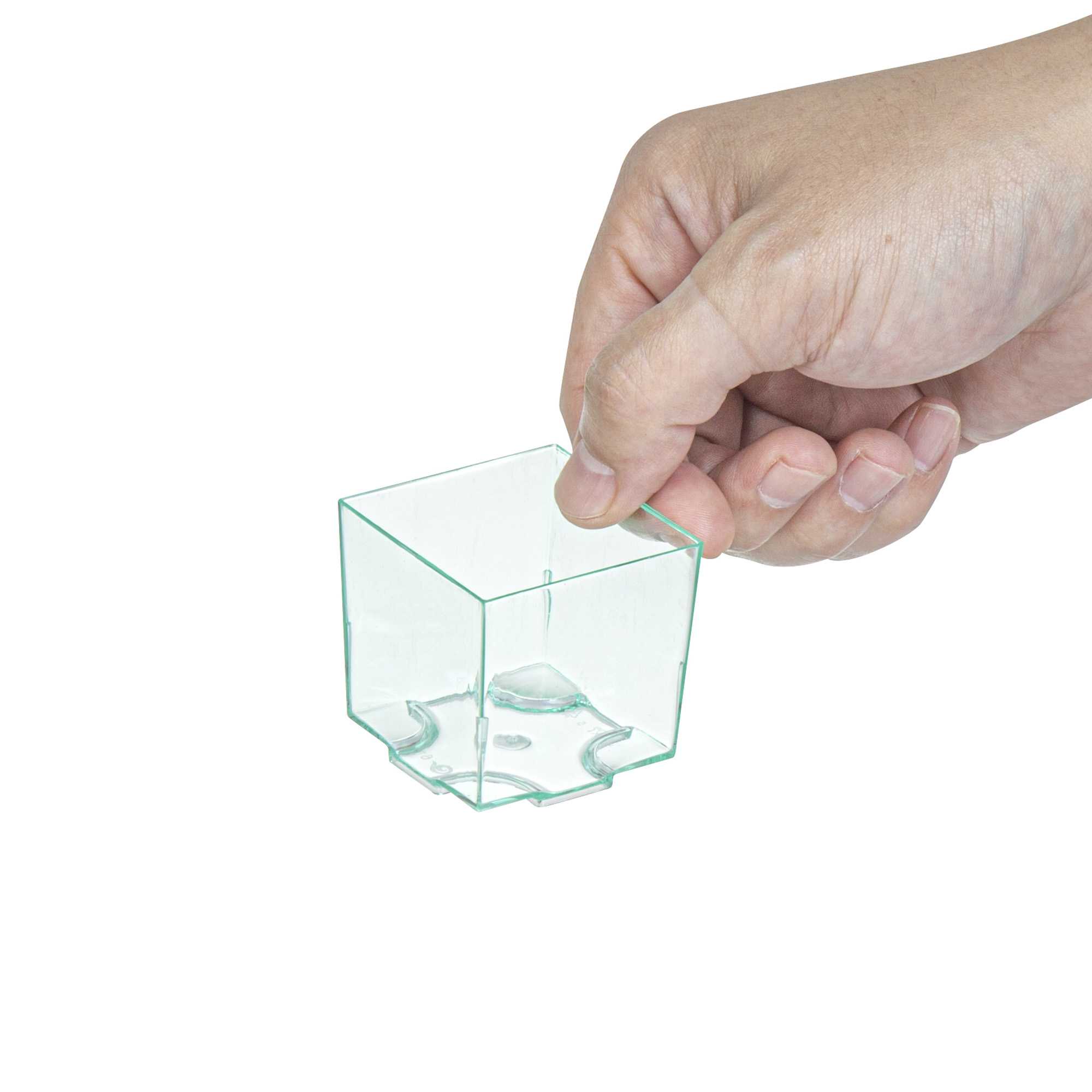 Mini Serve 3 oz Square Seagreen Plastic Quadrato Cup - 1 3/4" x 1 1/2" x 1 3/4" - 100 count box