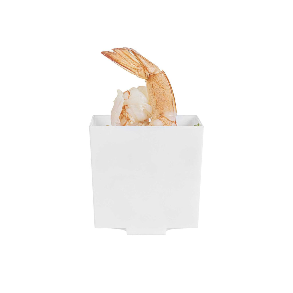Mini Serve 3 oz Square White Plastic Quadrato Cup - 1 3/4" x 1 1/2" x 1 3/4" - 100 count box