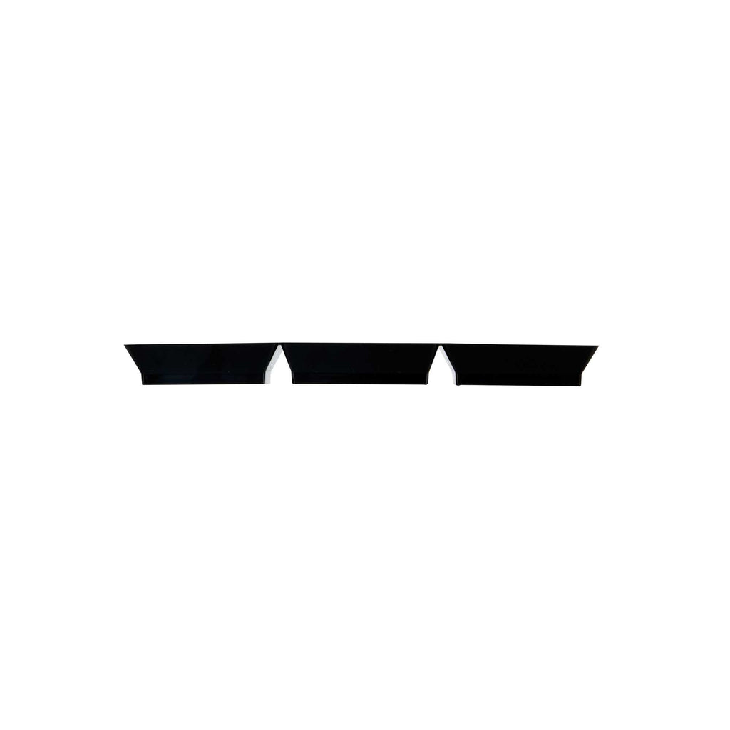 Mini Serve Rectangle Black Plastic Terzetto Mini Plate - 3 Compartments - 7 1/2" x 2 1/2" x 1/2" - 20 count box