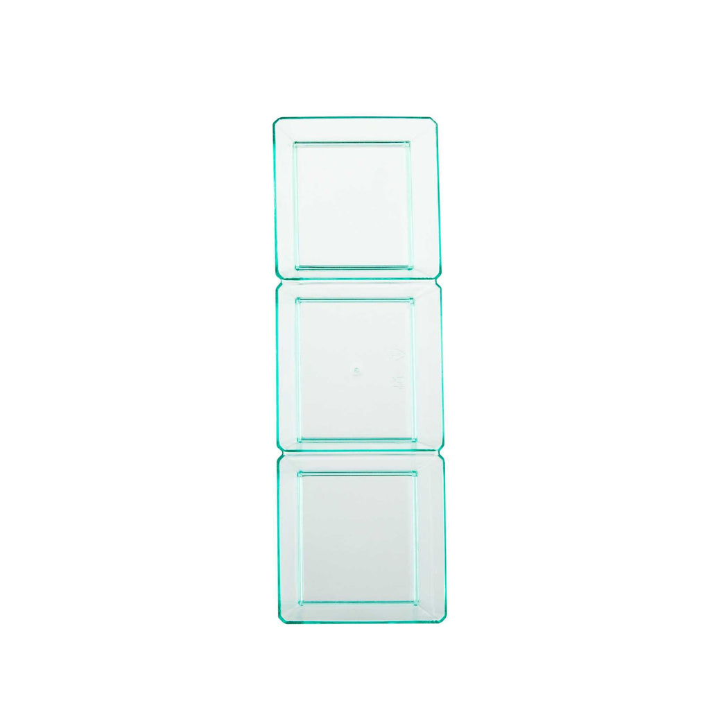 Mini Serve Rectangle Seagreen Plastic Terzetto Mini Plate - 3 Compartments - 7 1/2" x 2 1/2" x 1/2" - 100 count box