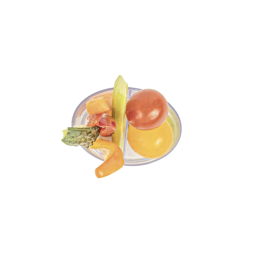 Mini Serve 4 oz Oval Clear Plastic Duet Tasting Cup - 2 Compartments - 2 1/2" x 1 3/4" x 2 1/2" - 100 count box