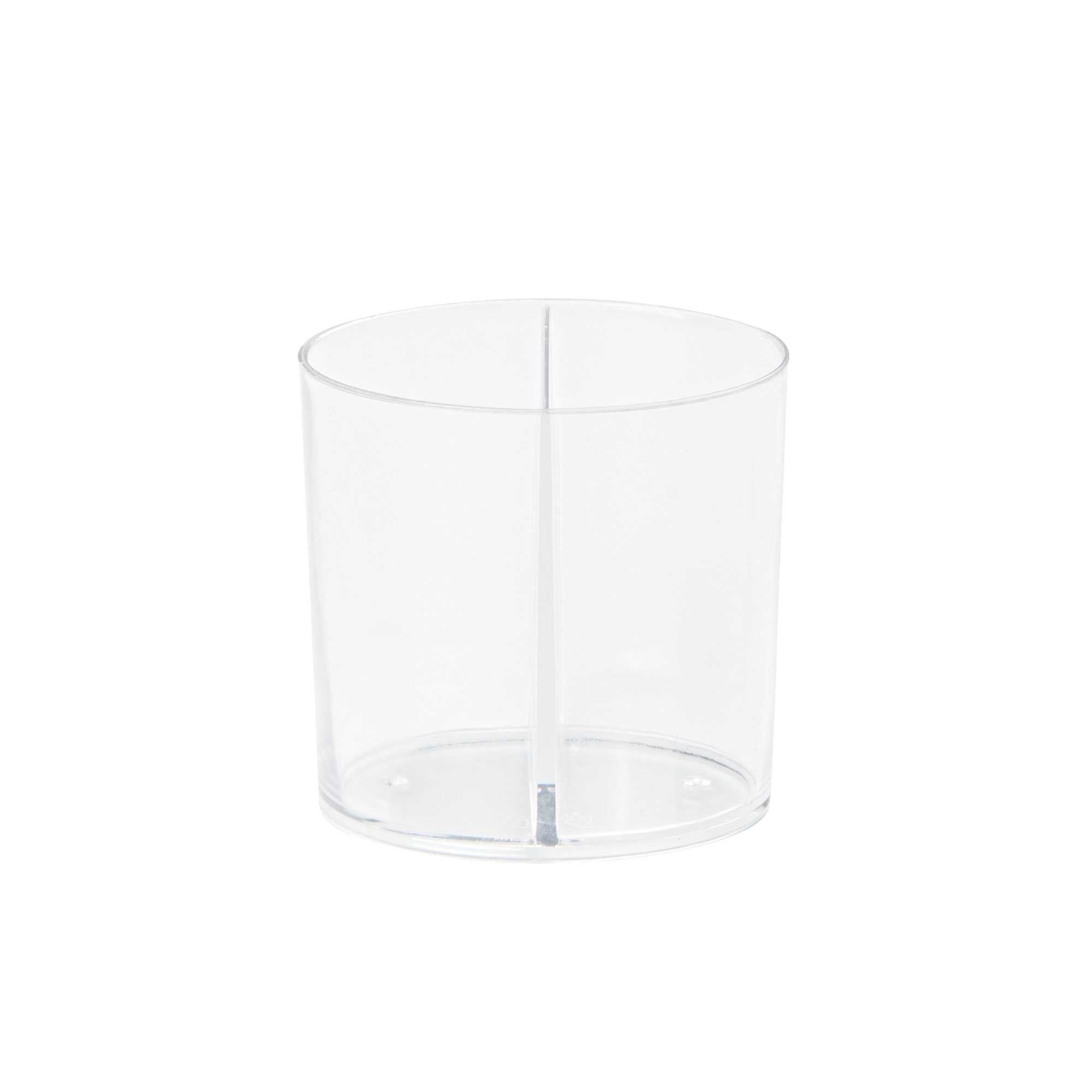 Mini Serve 4 oz Oval Clear Plastic Duet Tasting Cup - 2 Compartments - 2 1/2" x 1 3/4" x 2 1/2" - 100 count box