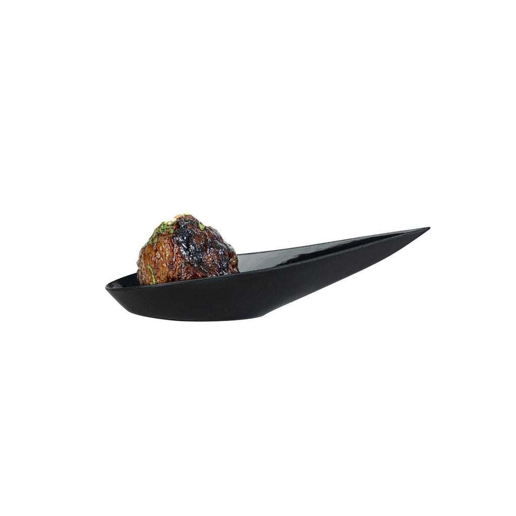 Mini Serve Teardrop Black Plastic Spoon - 4" x 2" x 1/2" - 20 count box