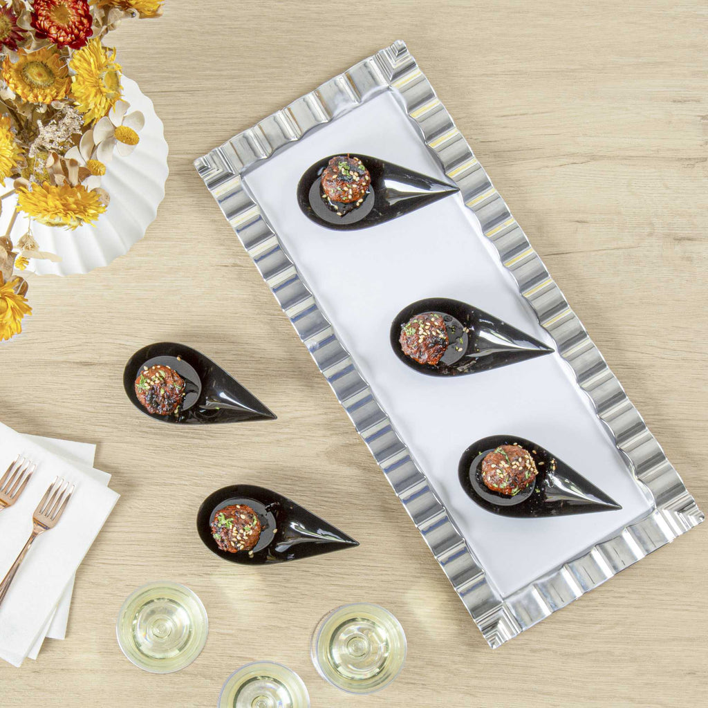Mini Serve Teardrop Black Plastic Spoon - 4" x 2" x 1/2" - 20 count box