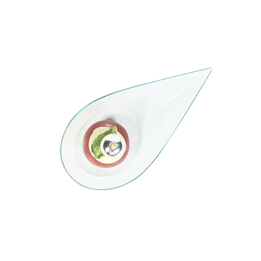 Mini Serve Teardrop Seagreen Plastic Spoon - 4" x 2" x 1/2" - 100 count box