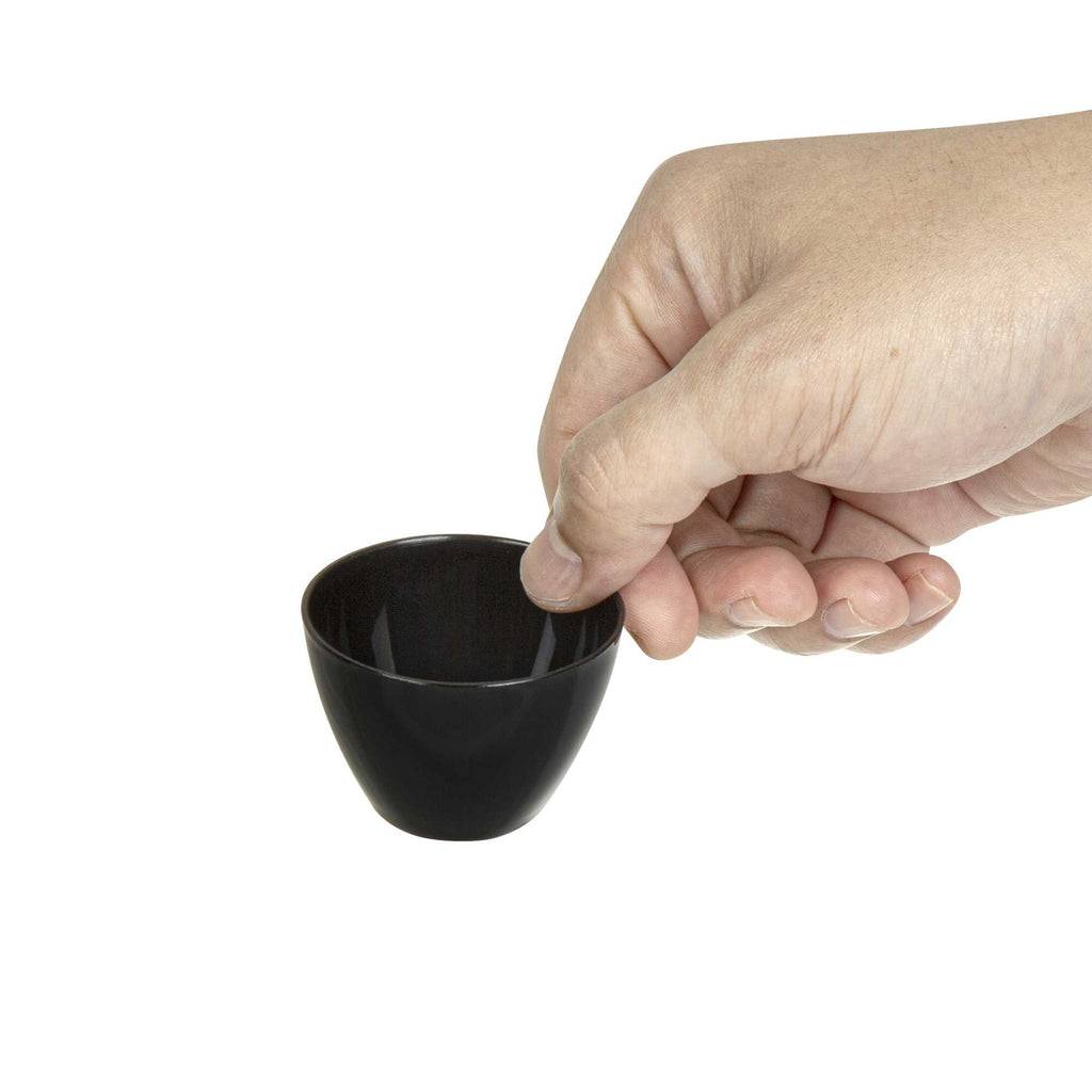 Mini Serve 2 oz Round Black Plastic Mini Tasting Bowl - 2" x 2" x 1 1/2" - 100 count box