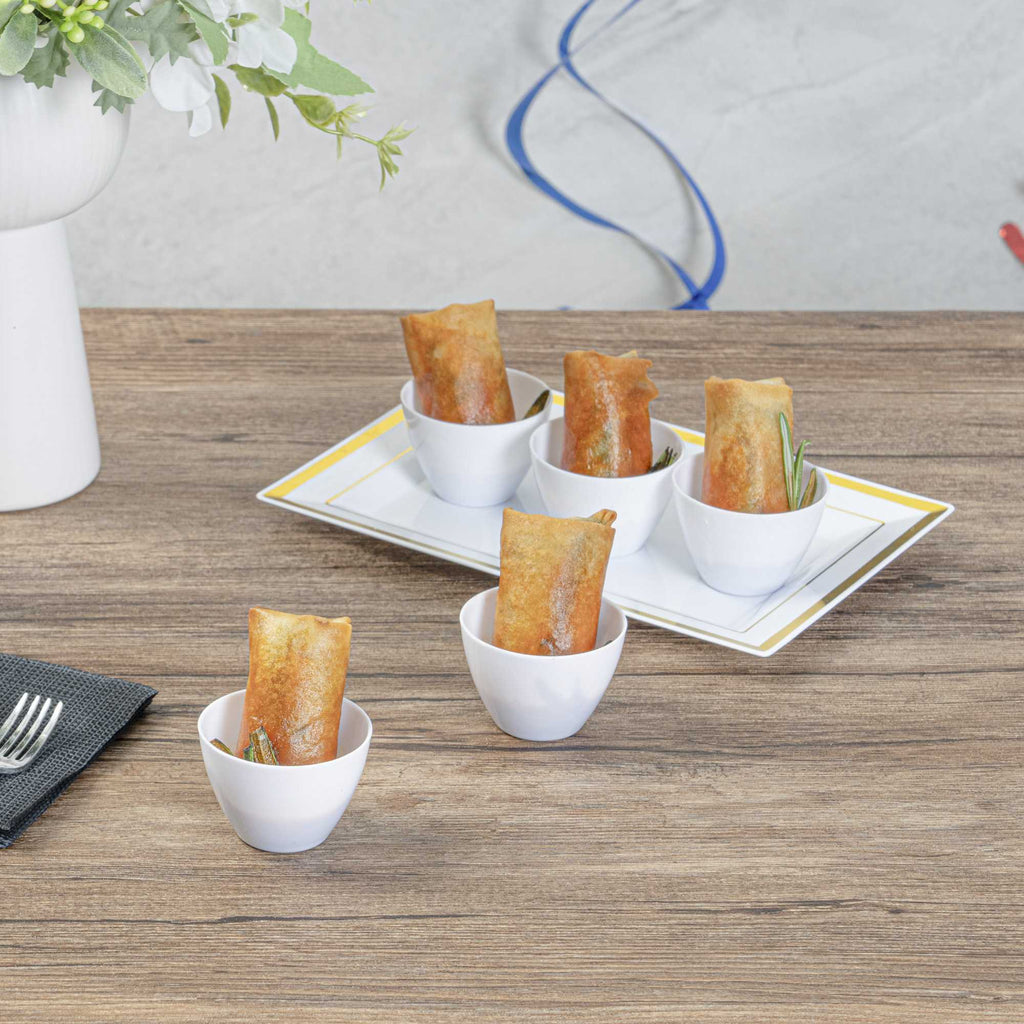 Mini Serve 2 oz Round White Plastic Mini Tasting Bowl - 2" x 2" x 1 1/2" - 100 count box