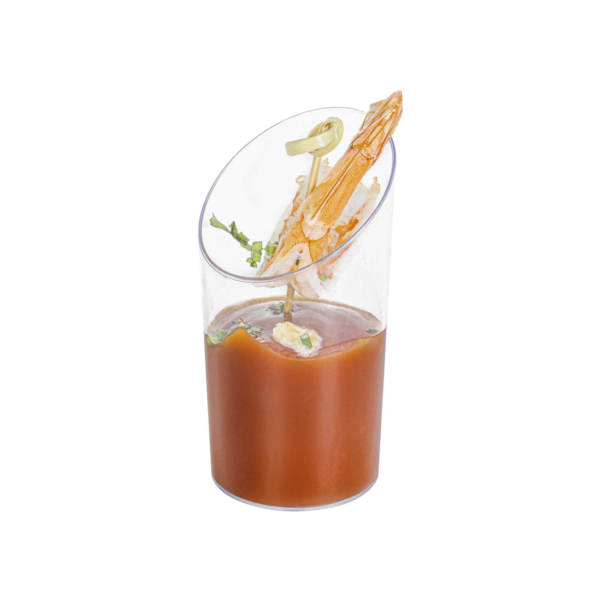 Mini Serve 3 oz Round Clear Plastic Incline Shot Glass - 2" x 2" x 3 1/4" - 20 count box