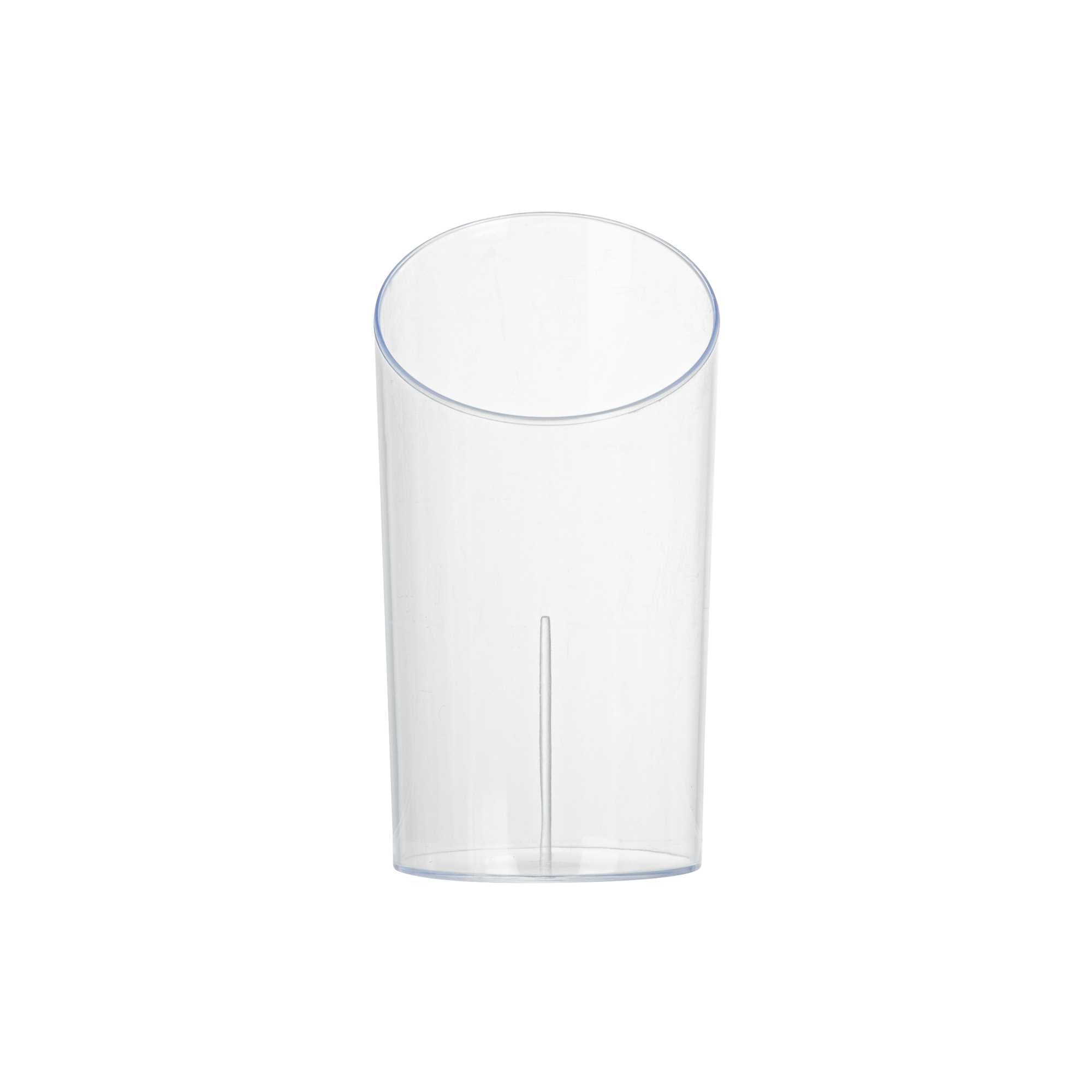 Mini Serve 3 oz Round Clear Plastic Incline Shot Glass - 2" x 2" x 3 1/4" - 20 count box