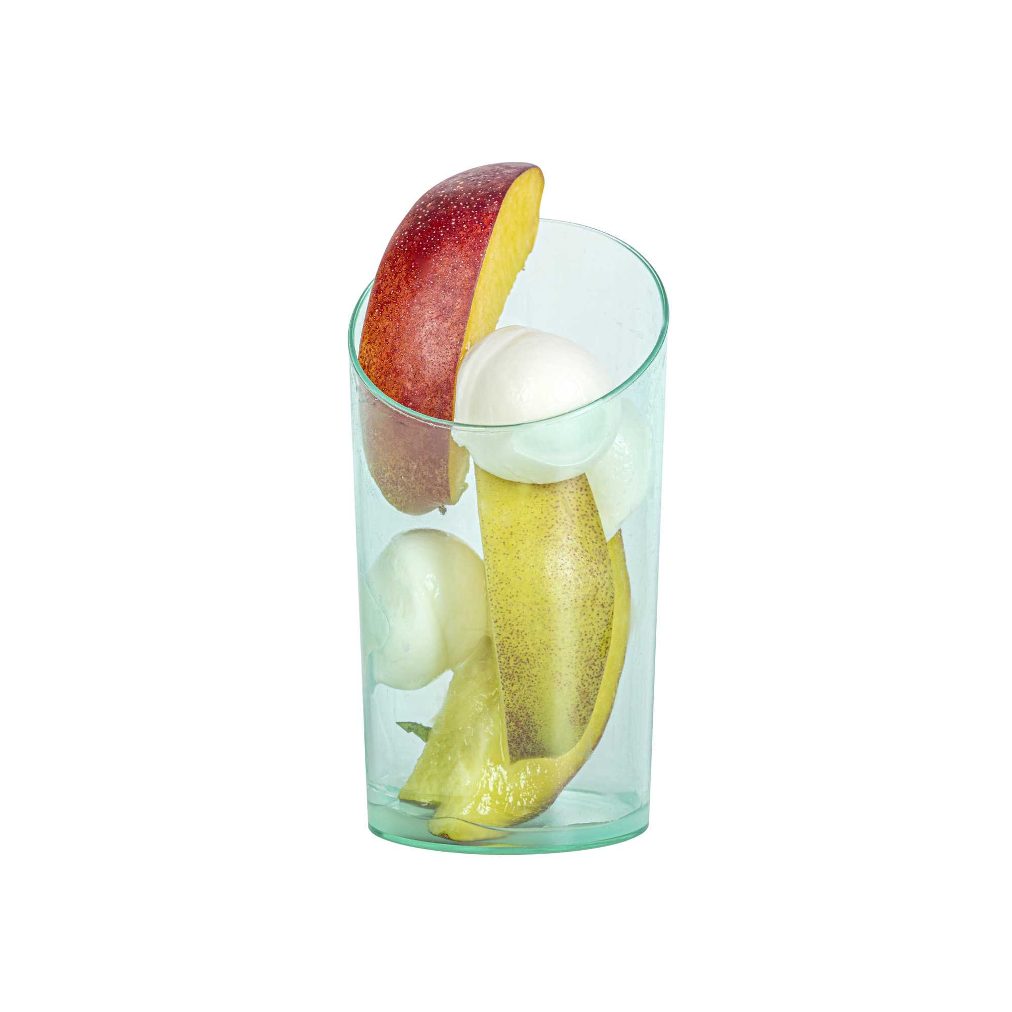 Mini Serve 3 oz Round Seagreen Plastic Incline Shot Glass - 2" x 2" x 3 1/4" - 20 count box