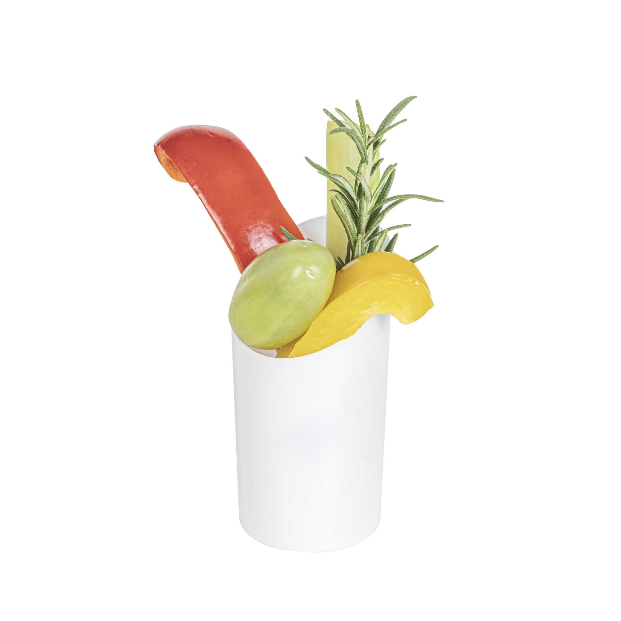 Mini Serve 3 oz Round White Plastic Incline Shot Glass - 2" x 2" x 3 1/4" - 20 count box