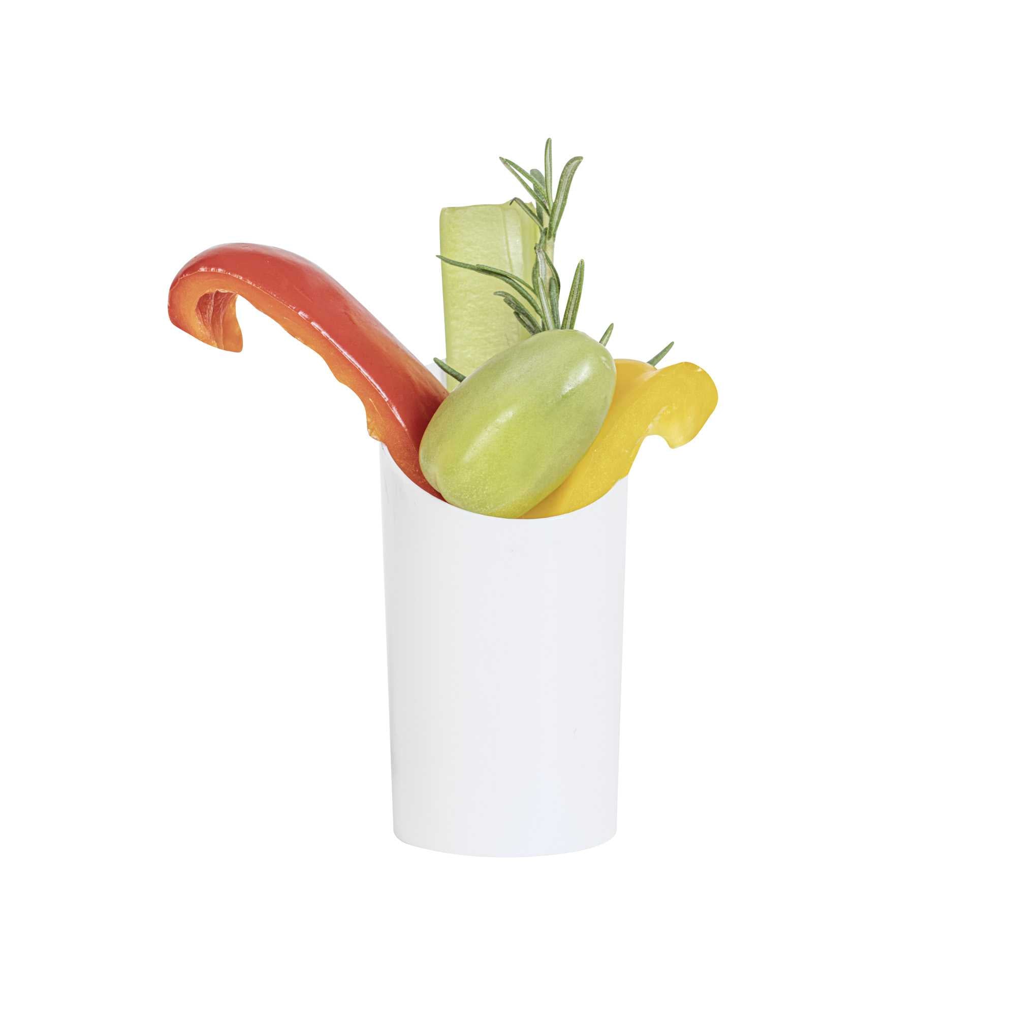 Mini Serve 3 oz Round White Plastic Incline Shot Glass - 2" x 2" x 3 1/4" - 100 count box