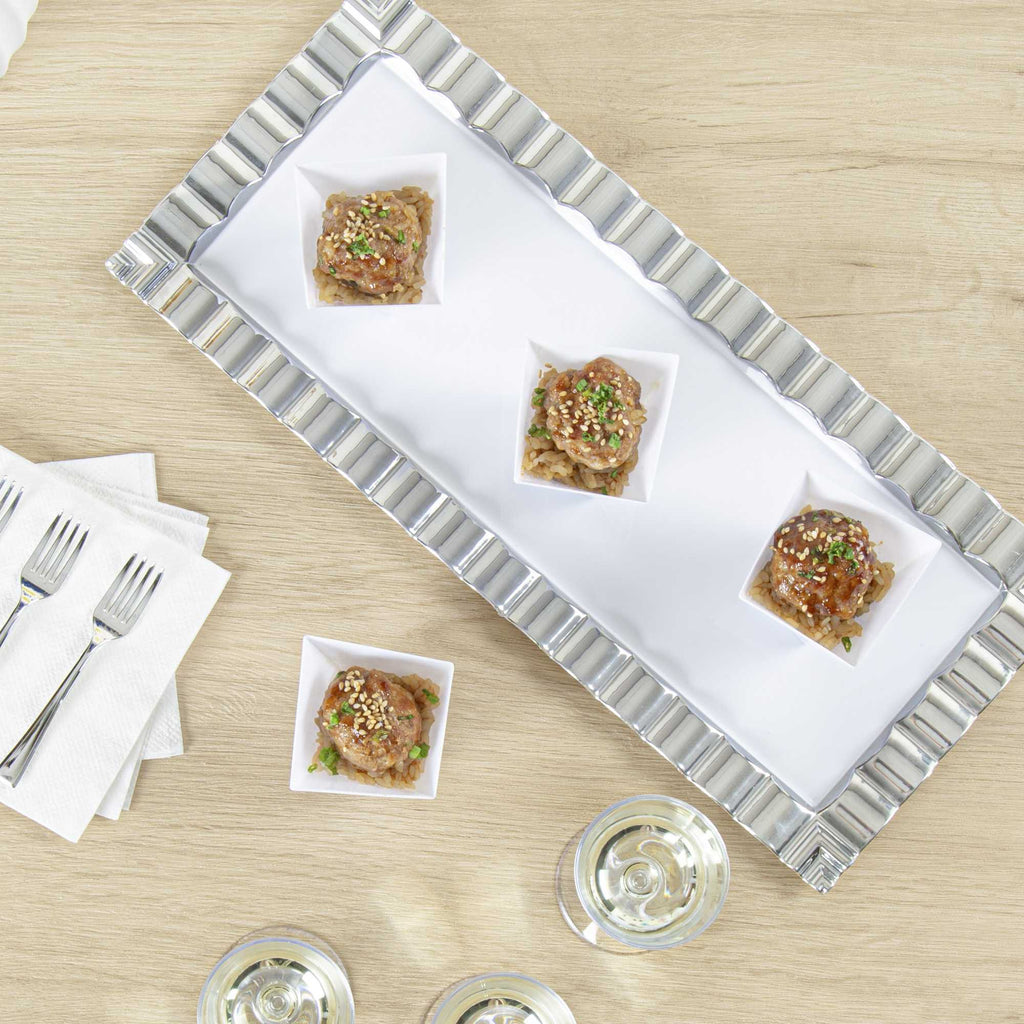 Mini Serve 2 oz Square White Plastic Girata Dessert Dish - 2" x 2" x 1 3/4" - 100 count box