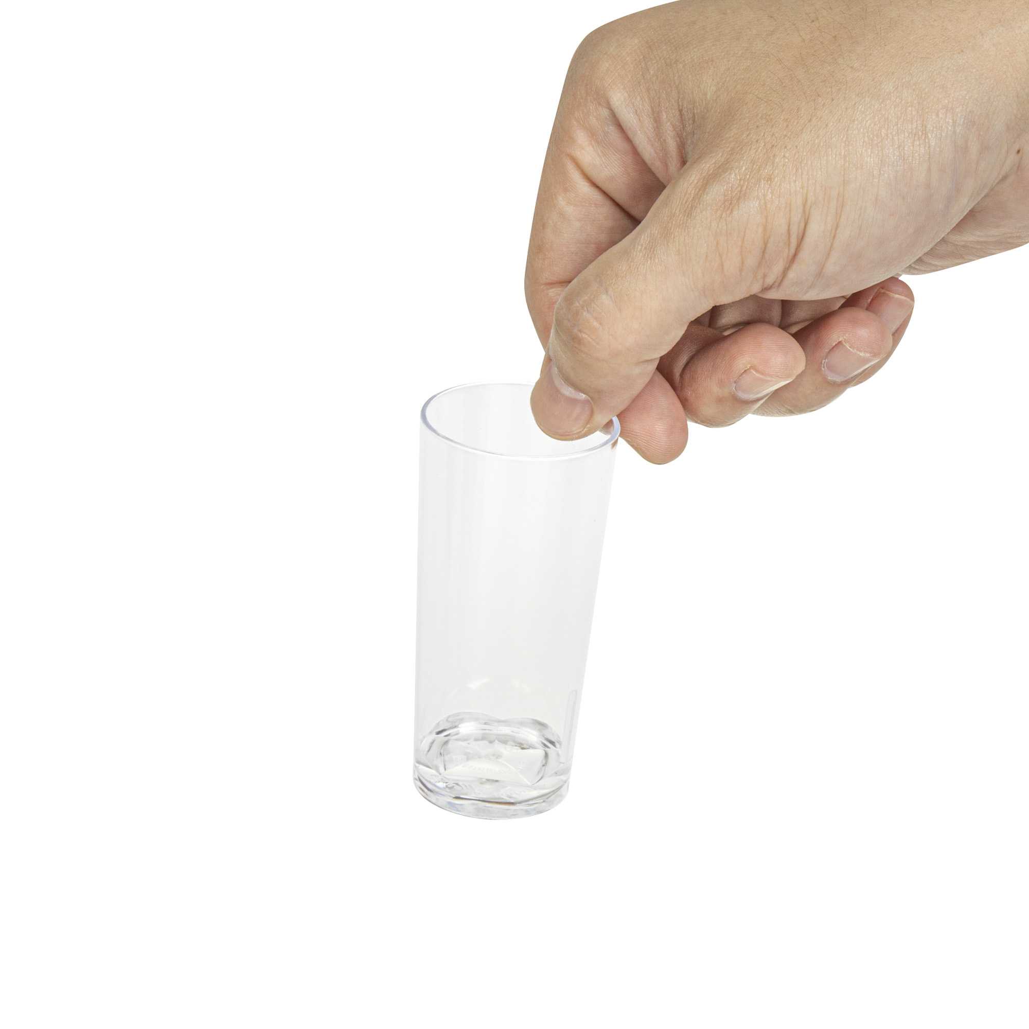 Mini Serve 2 oz Round Clear Plastic Cannello Shot Glass - 1 1/2" x 1 1/2" x 3" - 20 count box