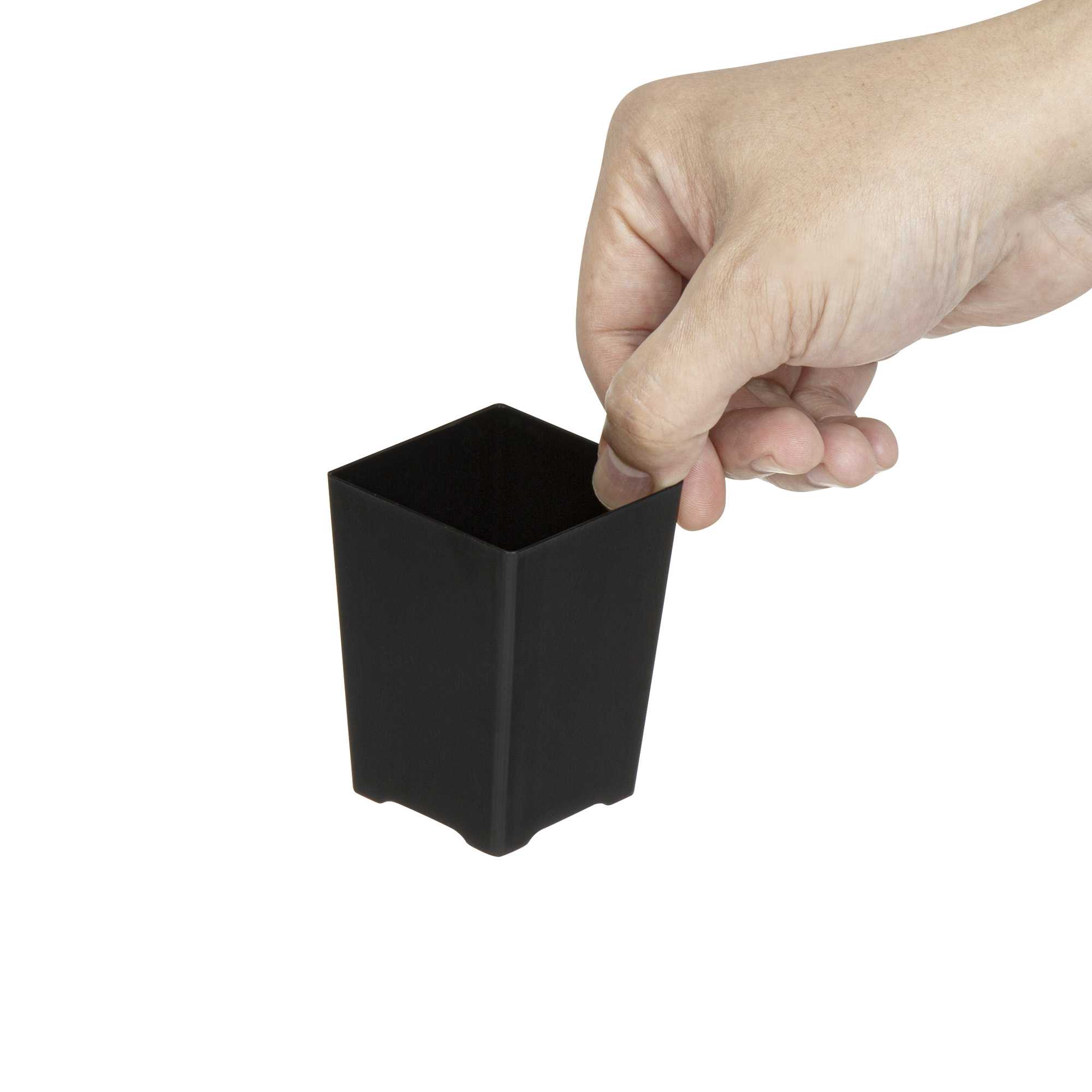 Mini Serve 4 oz Square Black Plastic Tall Quadrato Cup - 2" x 2 3/4" x 2" - 100 count box
