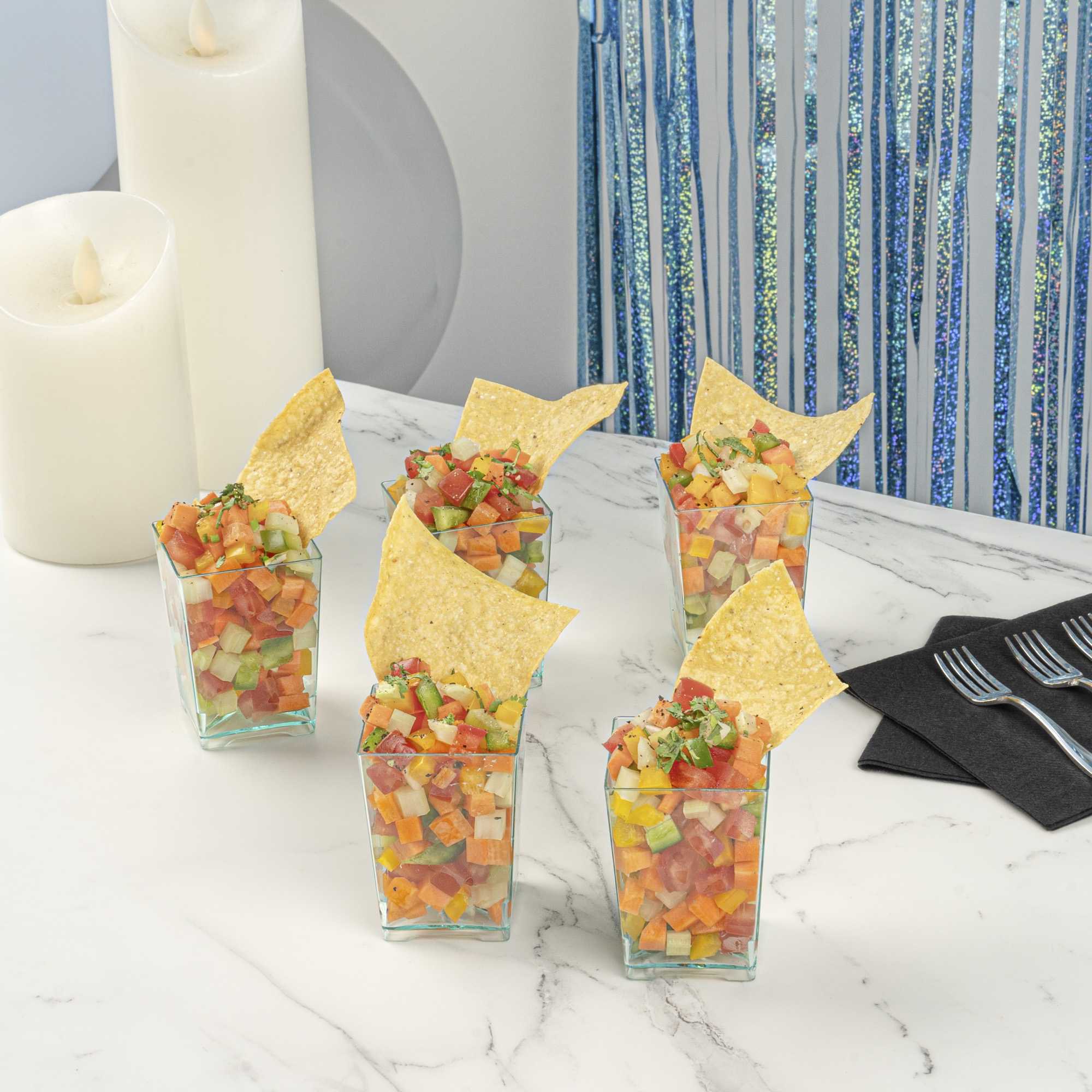 Mini Serve 4 oz Square Seagreen Plastic Tall Quadrato Cup - 2" x 2" x 2 3/4" - 100 count box