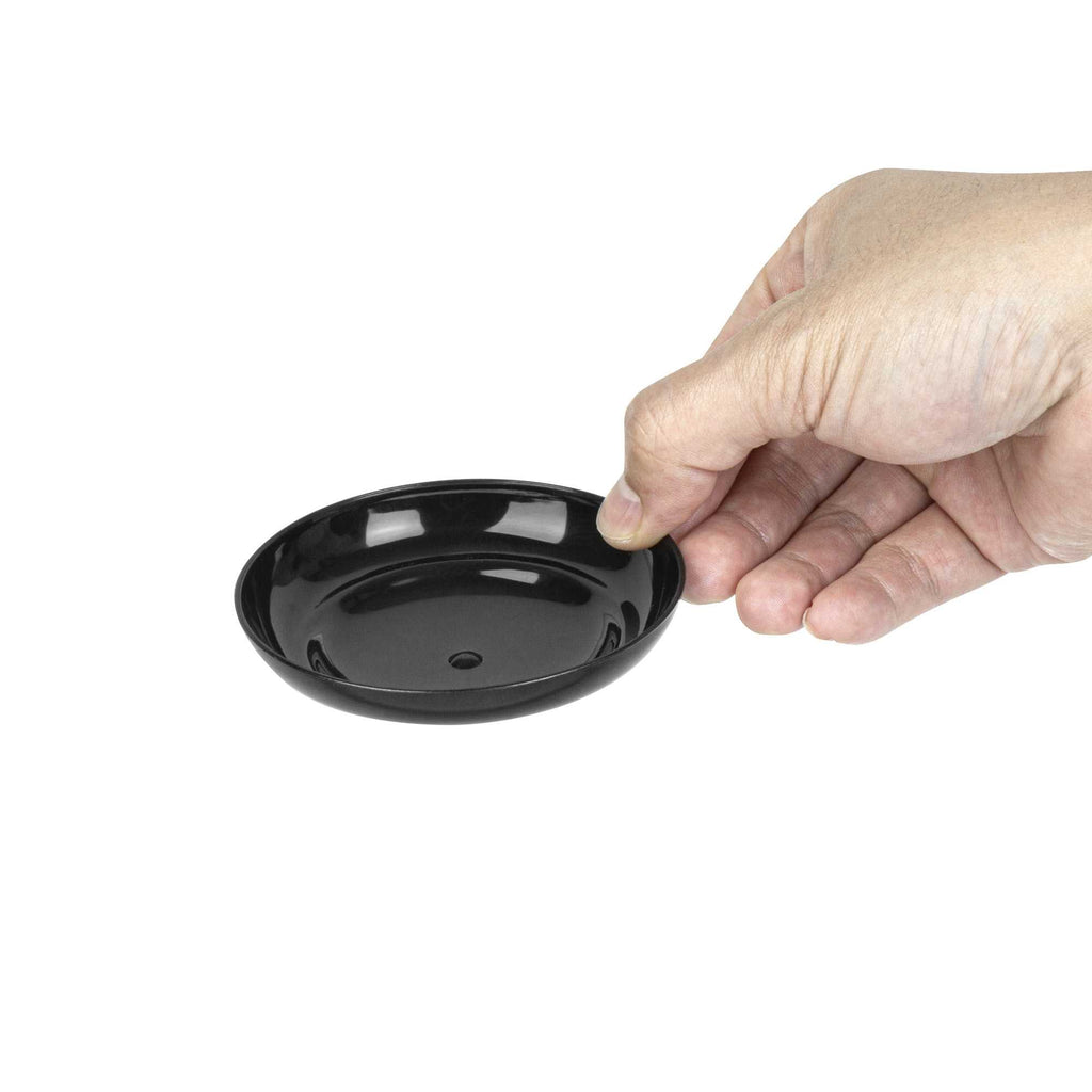 Mini Serve Round Black Plastic Mini Rotondo Plate - 3 1/4" x 3 1/4" x 3/4" - 100 count box